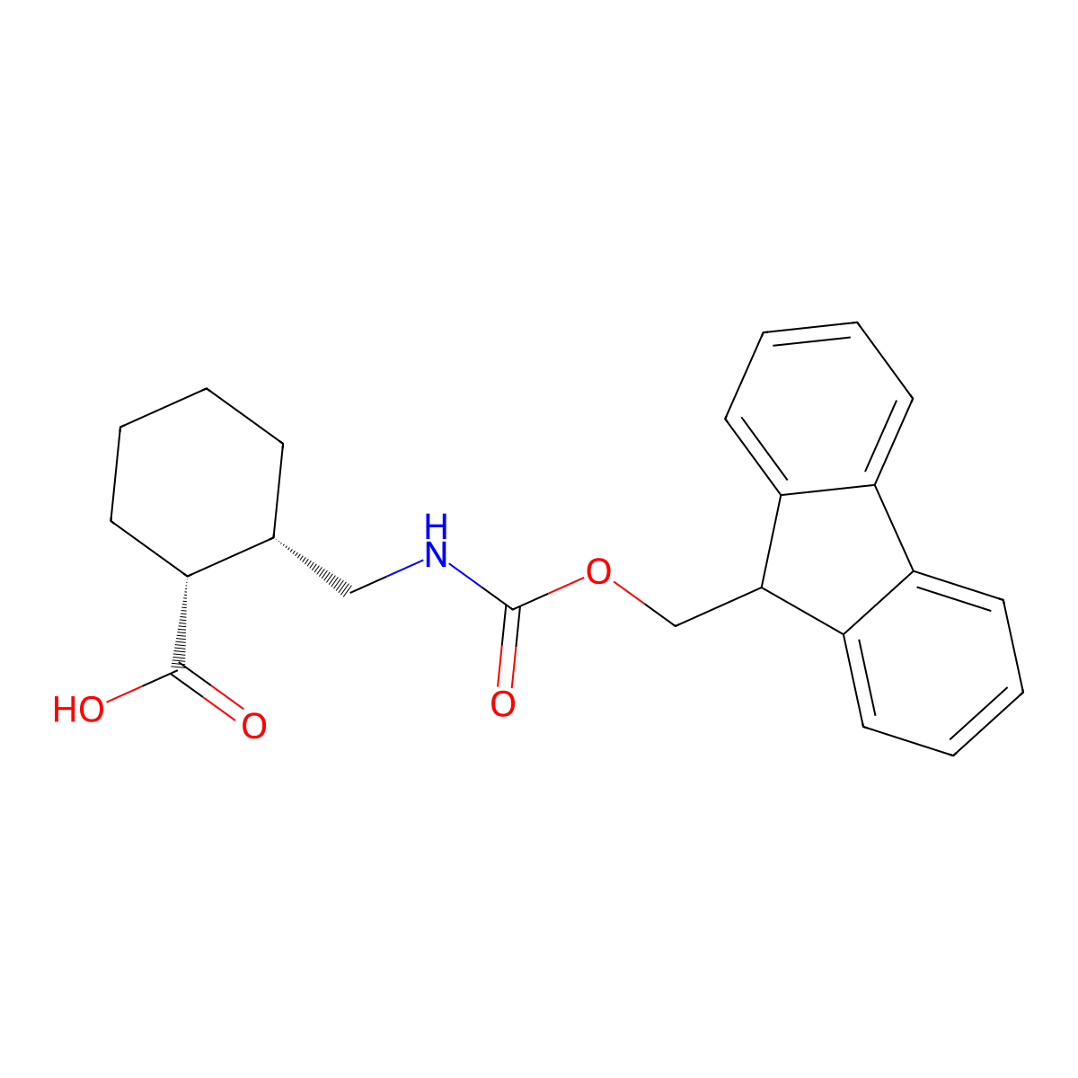 rac-(1R,2S)-2-[({[(9H-fluoren-9-yl)methoxy]carbonyl}amino)methyl]cyclohexane-1-carboxylic acid molecular structure, CAS 2137660-67-2