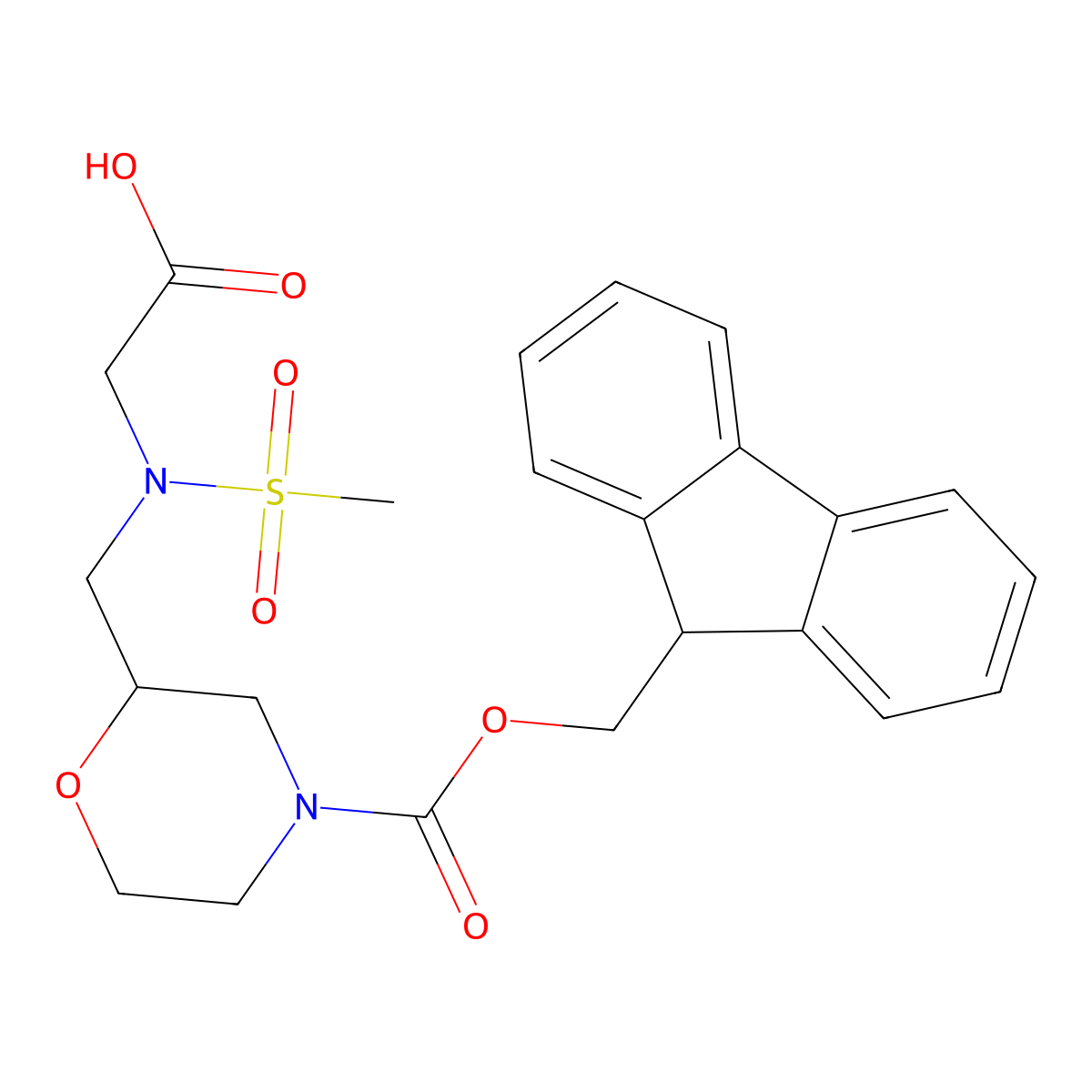2-{N-[(4-{[(9H-fluoren-9-yl)methoxy]carbonyl}morpholin-2-yl)methyl]methanesulfonamido}acetic acid molecular structure, CAS 2137660-96-7