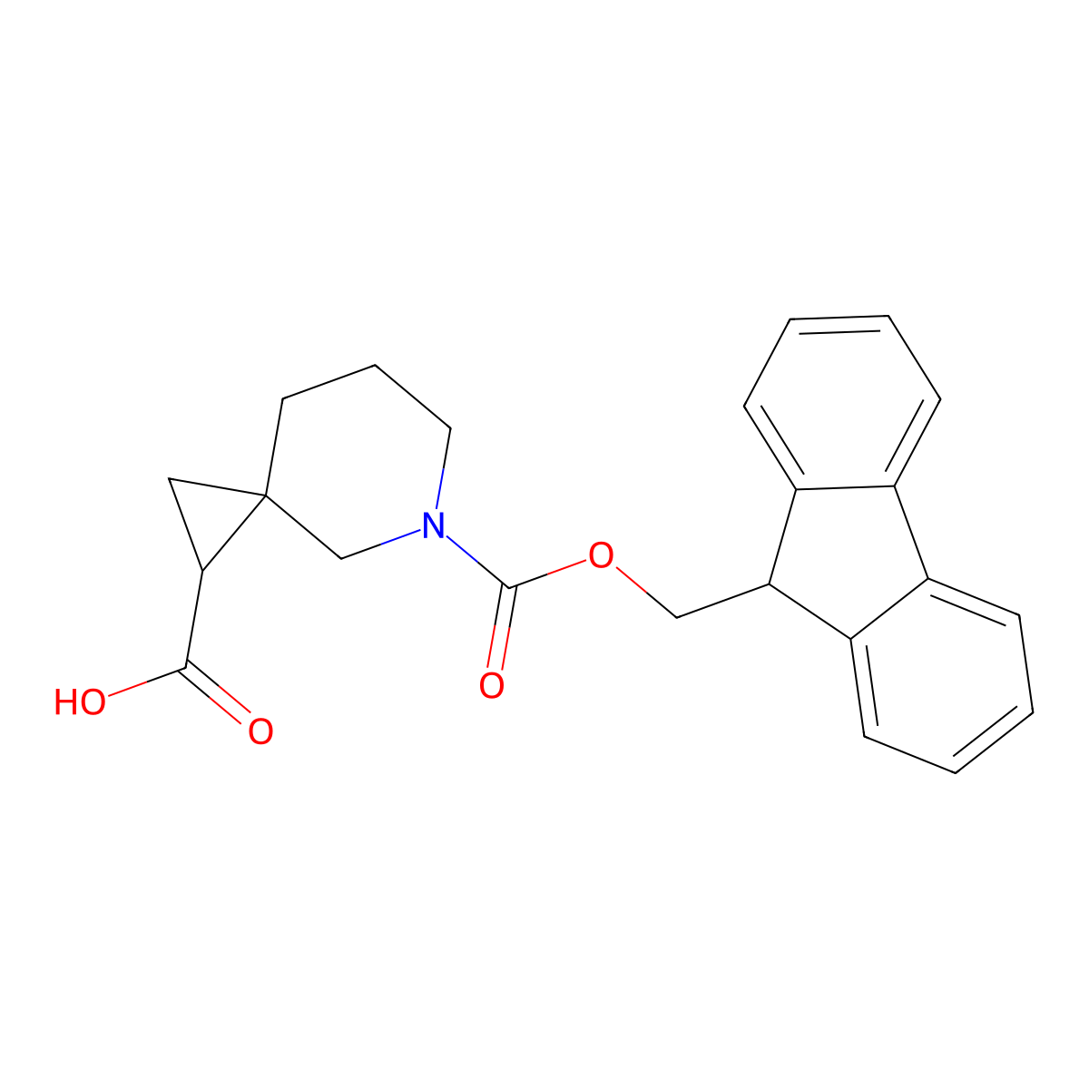 5-(((9H-fluoren-9-yl)methoxy)carbonyl)-5-azaspiro(2.5)octane-1-carboxylic acid molecular structure, CAS 2137662-34-9