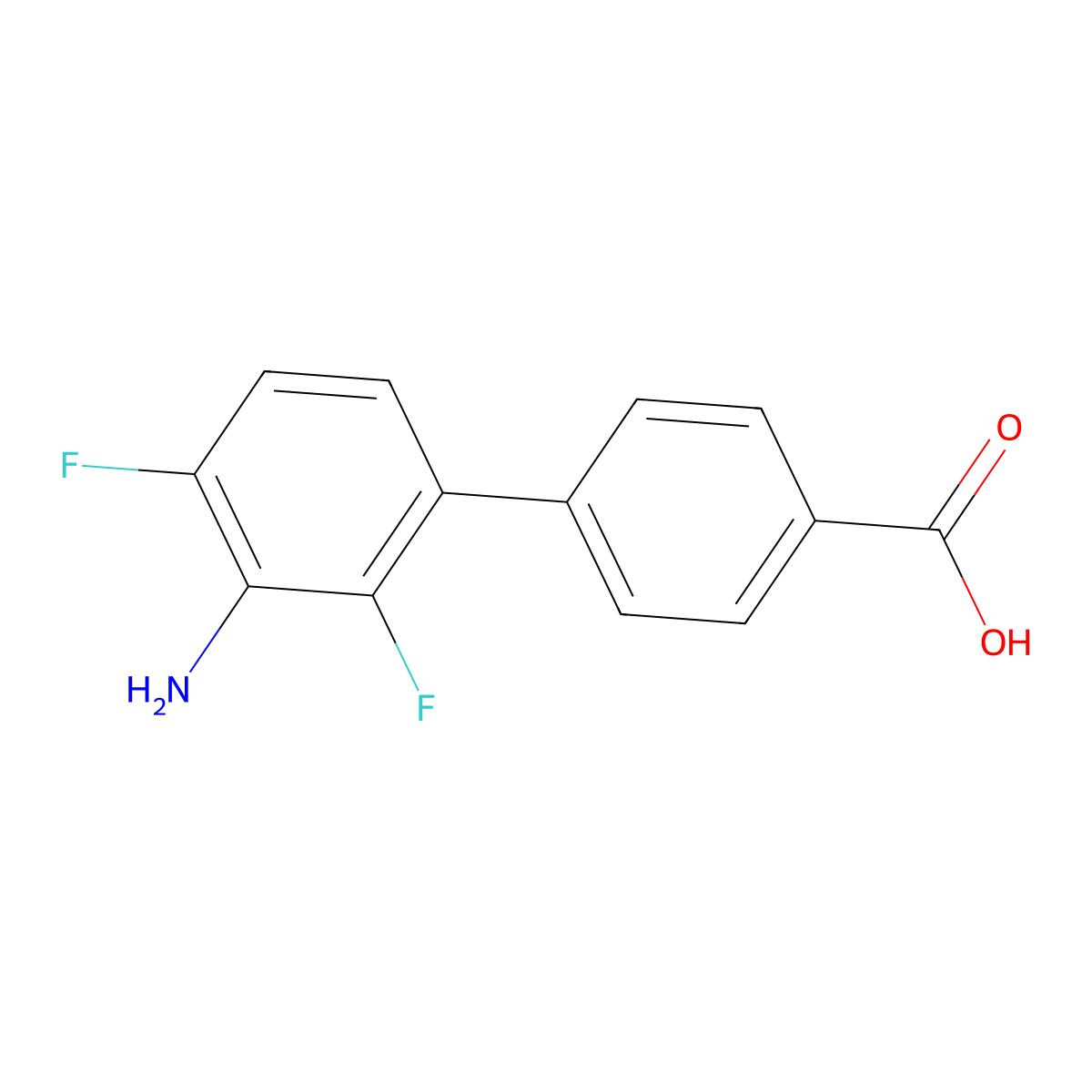 3'-Amino-2',4'-difluoro-[1,1'-biphenyl]-4-carboxylic acid molecular structure, CAS 2137663-17-1
