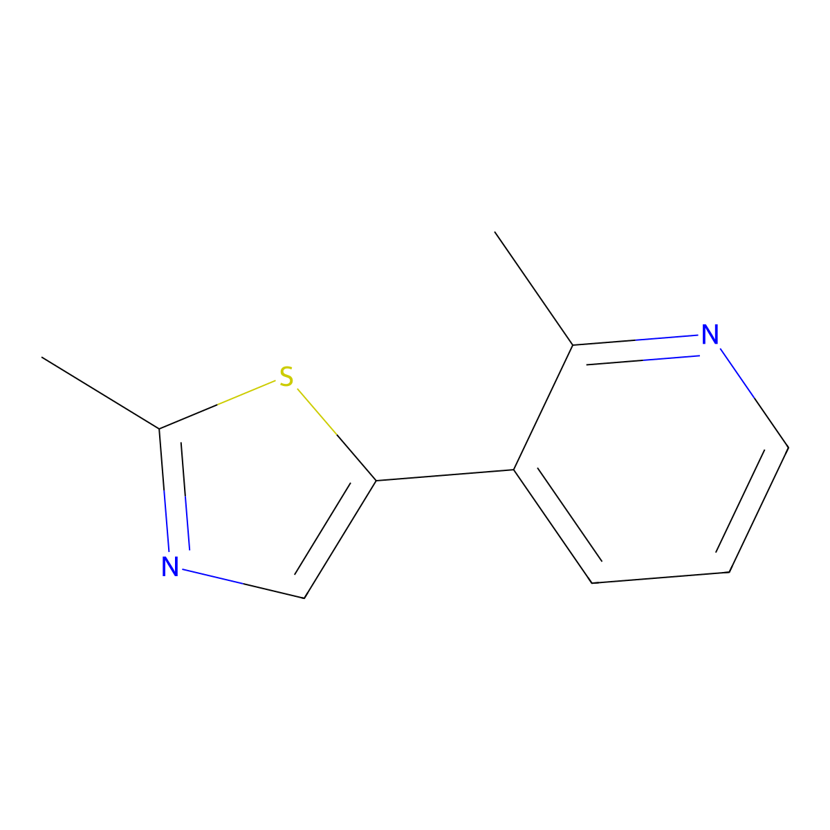 2-Methyl-3-(2-methyl-1,3-thiazol-5-yl)pyridine molecular structure, CAS 2137664-13-0