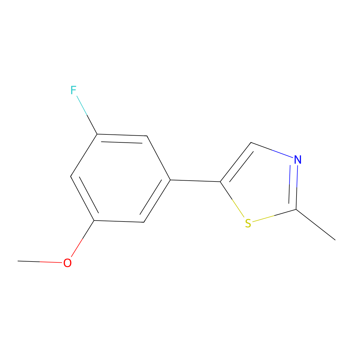 5-(3-Fluoro-5-methoxyphenyl)-2-methyl-1,3-thiazole molecular structure, CAS 2137664-21-0