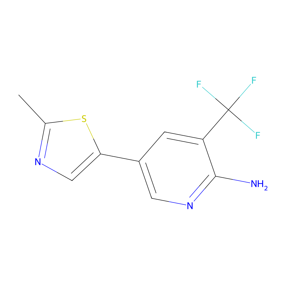 5-(2-Methyl-1,3-thiazol-5-yl)-3-(trifluoromethyl)pyridin-2-amine molecular structure, CAS 2137664-24-3