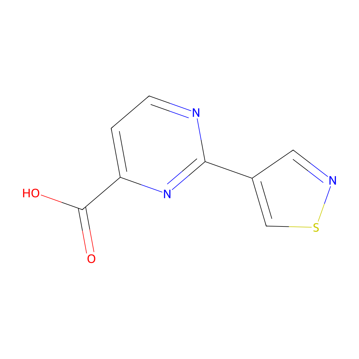 2-(1,2-Thiazol-4-yl)pyrimidine-4-carboxylic acid molecular structure, CAS 2137664-59-4