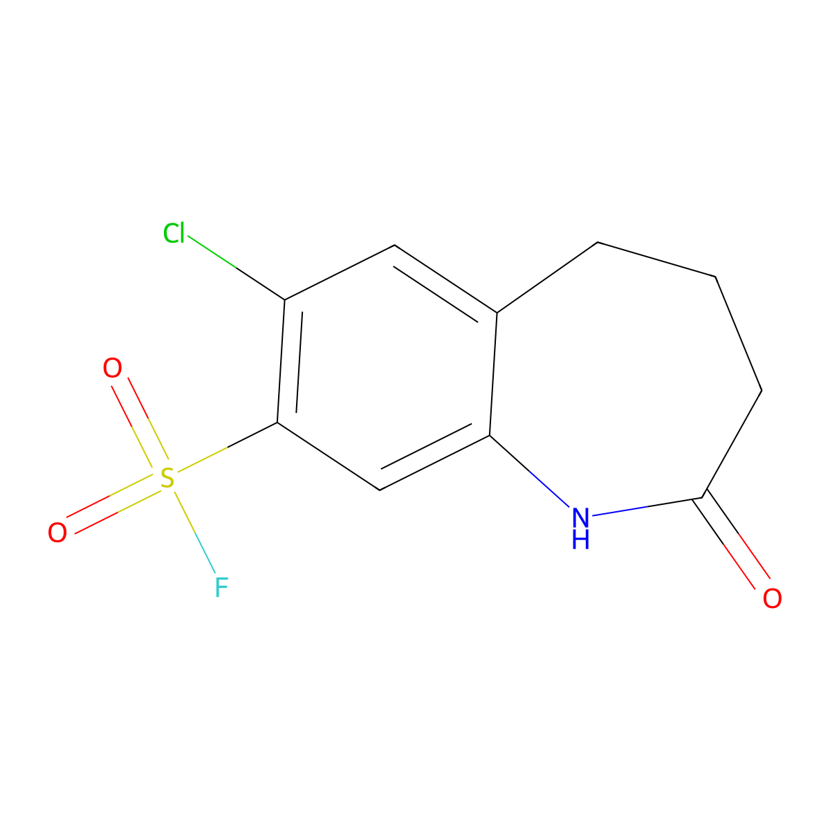 7-chloro-2-oxo-2,3,4,5-tetrahydro-1H-1-benzazepine-8-sulfonyl fluoride molecular structure, CAS 2137667-44-6