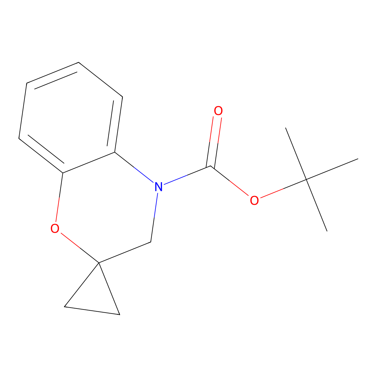 Tert-butyl 3,4-dihydrospiro[1,4-benzoxazine-2,1'-cyclopropane]-4-carboxylate molecular structure, CAS 2137668-06-3
