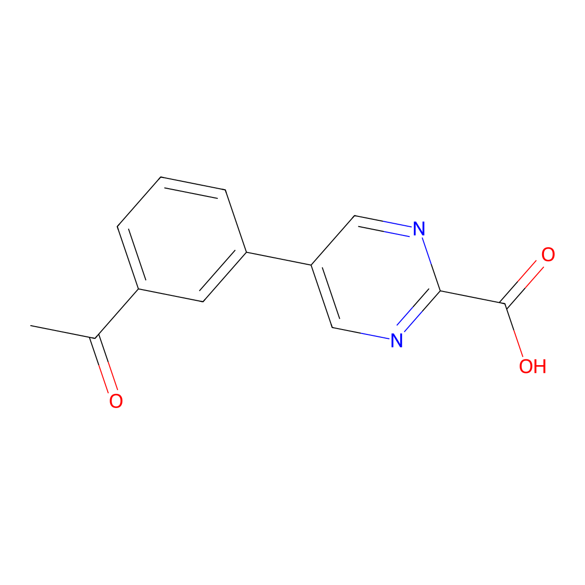 5-(3-Acetylphenyl)pyrimidine-2-carboxylic acid molecular structure, CAS 2137668-20-1