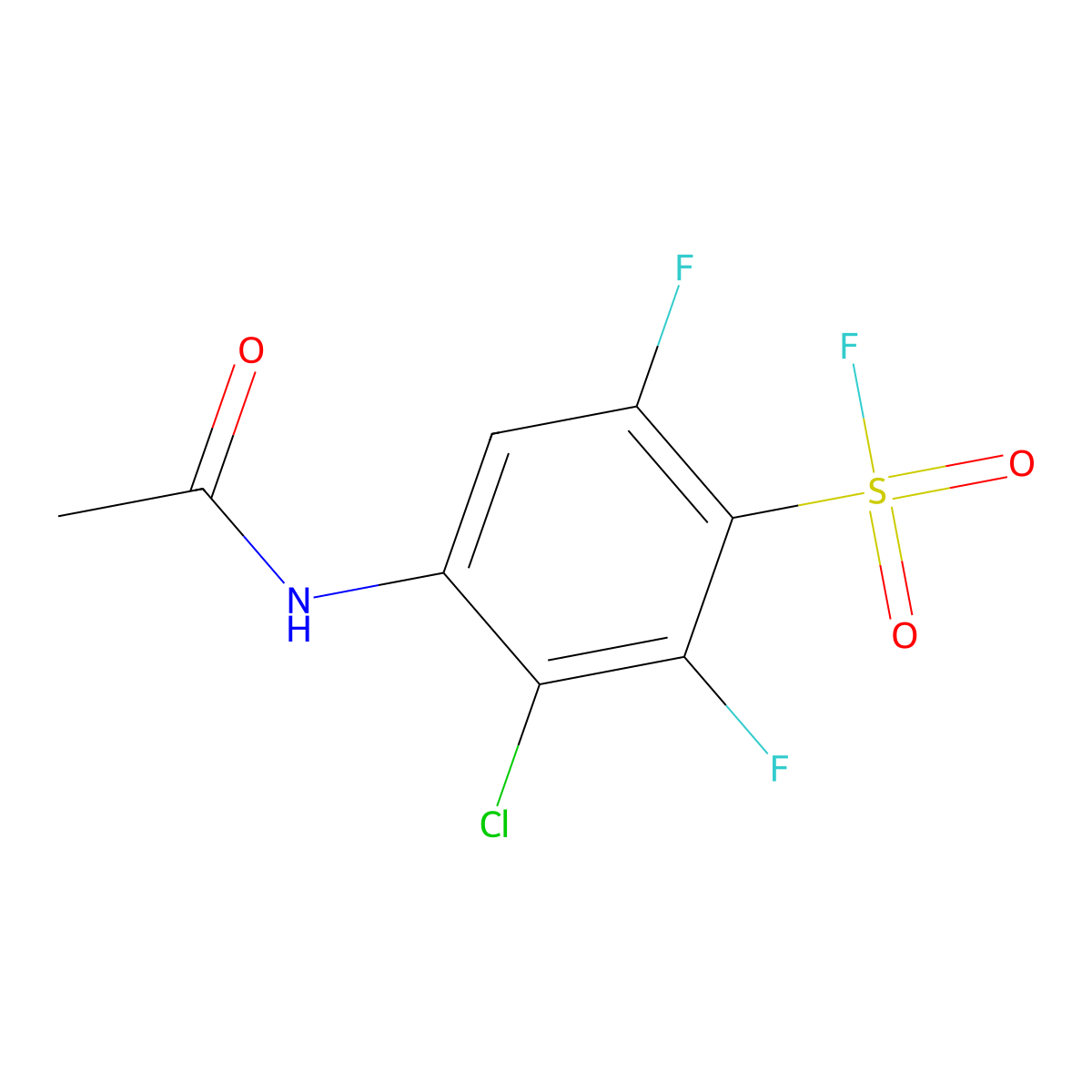 3-Chloro-4-acetamido-2,6-difluorobenzene-1-sulfonyl fluoride molecular structure, CAS 2137668-30-3