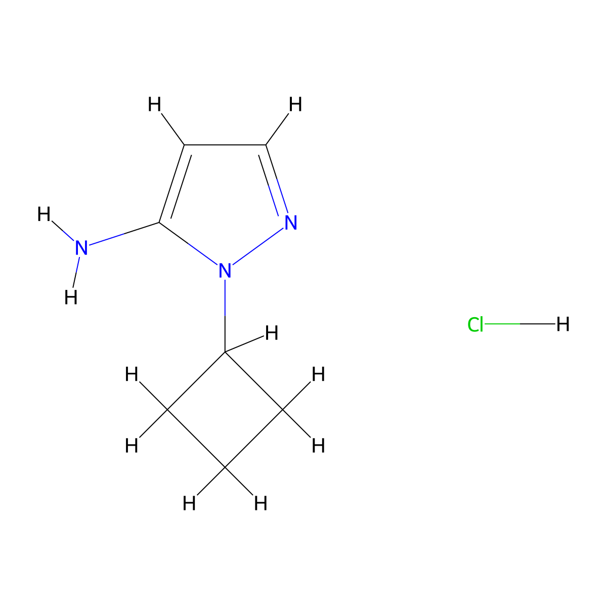1-cyclobutyl-1H-pyrazol-5-amine hydrochloride molecular structure, CAS 2137668-56-3