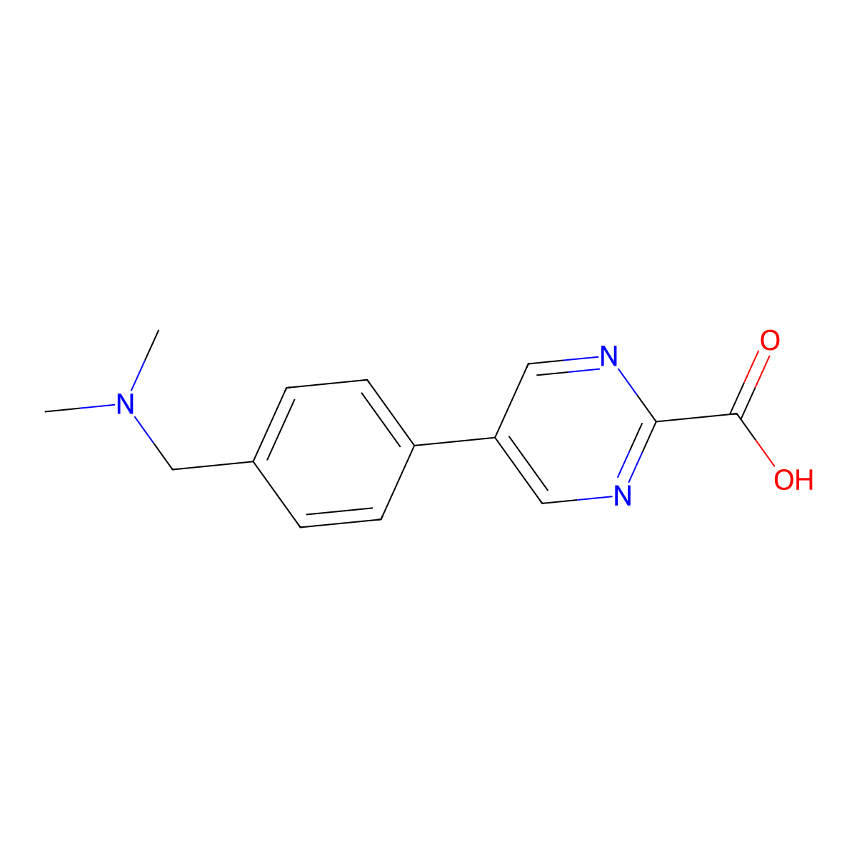 5-{4-[(Dimethylamino)methyl]phenyl}pyrimidine-2-carboxylic acid molecular structure, CAS 2137668-95-0
