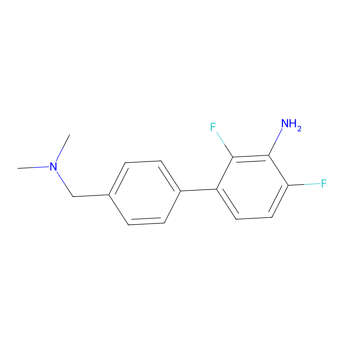 3-{4-[(Dimethylamino)methyl]phenyl}-2,6-difluoroaniline molecular structure, CAS 2137669-32-8