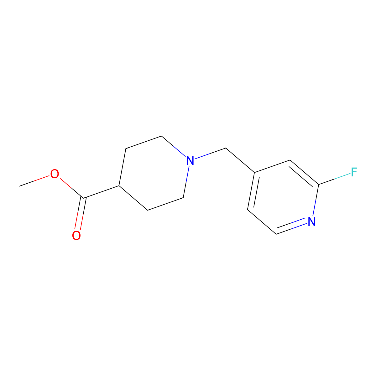 Methyl 1-[(2-fluoropyridin-4-yl)methyl]piperidine-4-carboxylate molecular structure, CAS 2137671-81-7