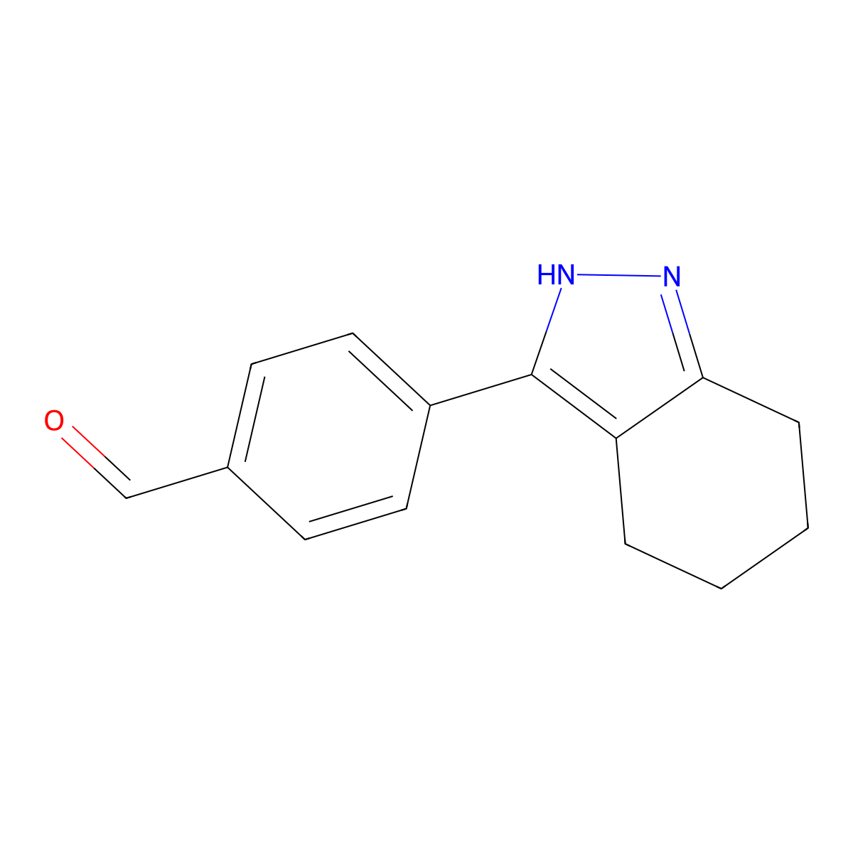 4-(4,5,6,7-tetrahydro-2H-indazol-3-yl)benzaldehyde molecular structure, CAS 2137672-12-7