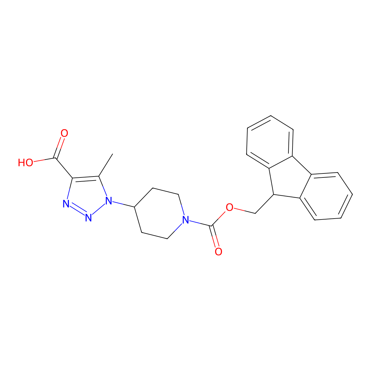 1-(1-{[(9H-fluoren-9-yl)methoxy]carbonyl}piperidin-4-yl)-5-methyl-1H-1,2,3-triazole-4-carboxylic acid molecular structure, CAS 2137672-16-1
