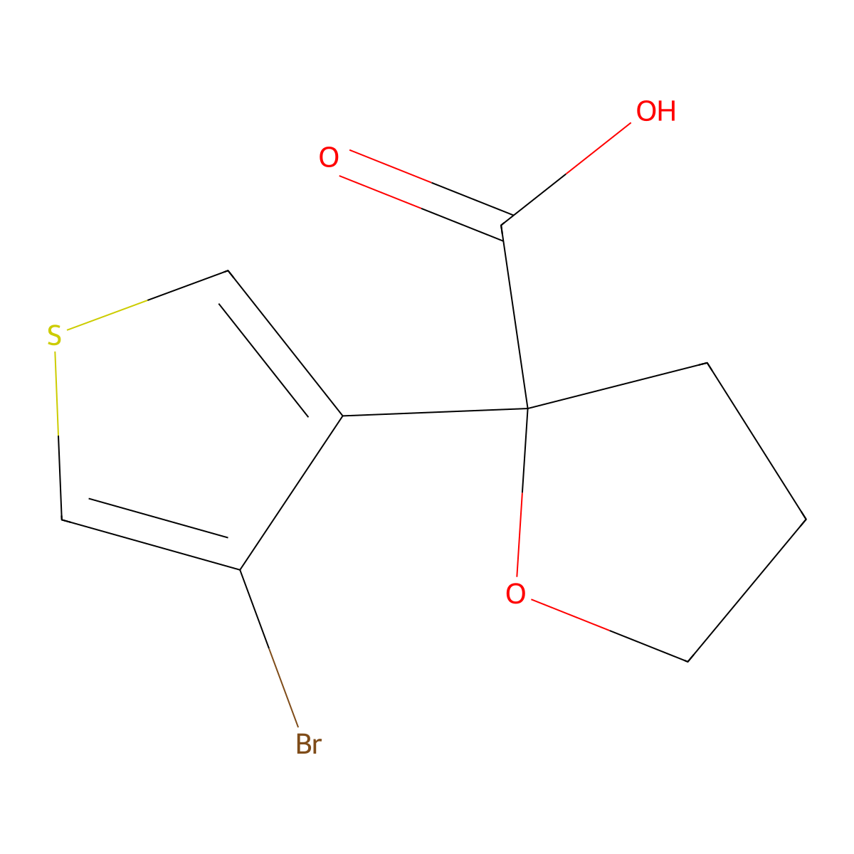 2-(4-Bromothiophen-3-yl)oxolane-2-carboxylic acid molecular structure, CAS 2137672-24-1