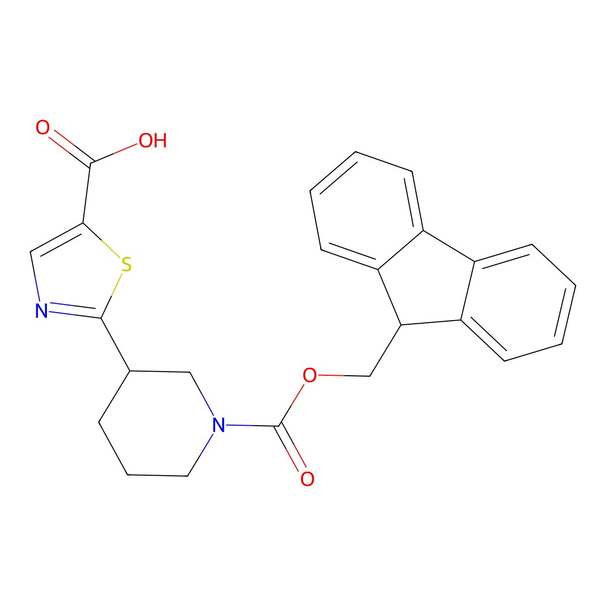 2-(1-{[(9H-fluoren-9-yl)methoxy]carbonyl}piperidin-3-yl)-1,3-thiazole-5-carboxylic acid molecular structure, CAS 2137672-29-6