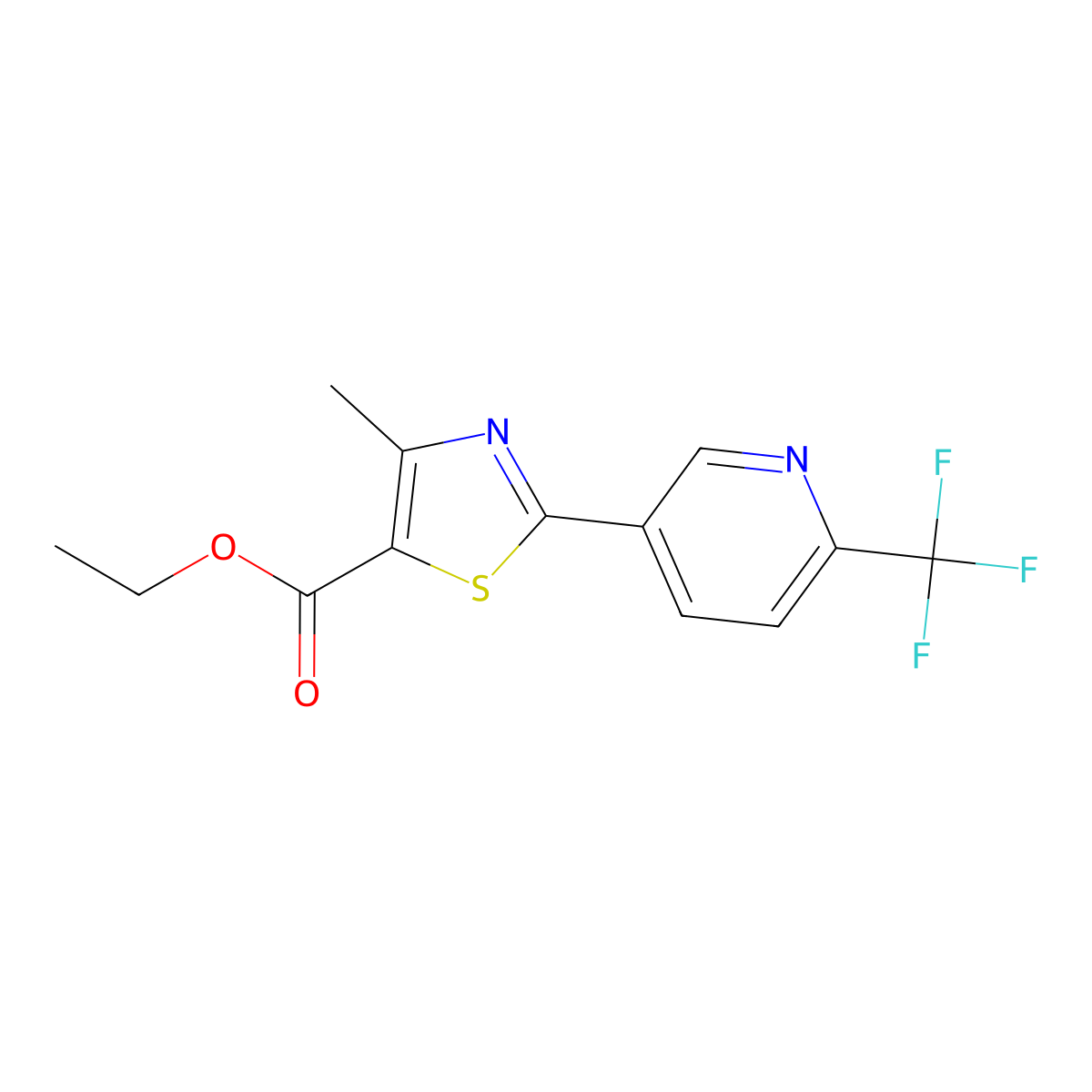 Ethyl 4-methyl-2-[6-(trifluoromethyl)pyridin-3-yl]-1,3-thiazole-5-carboxylate molecular structure, CAS 2137672-65-0