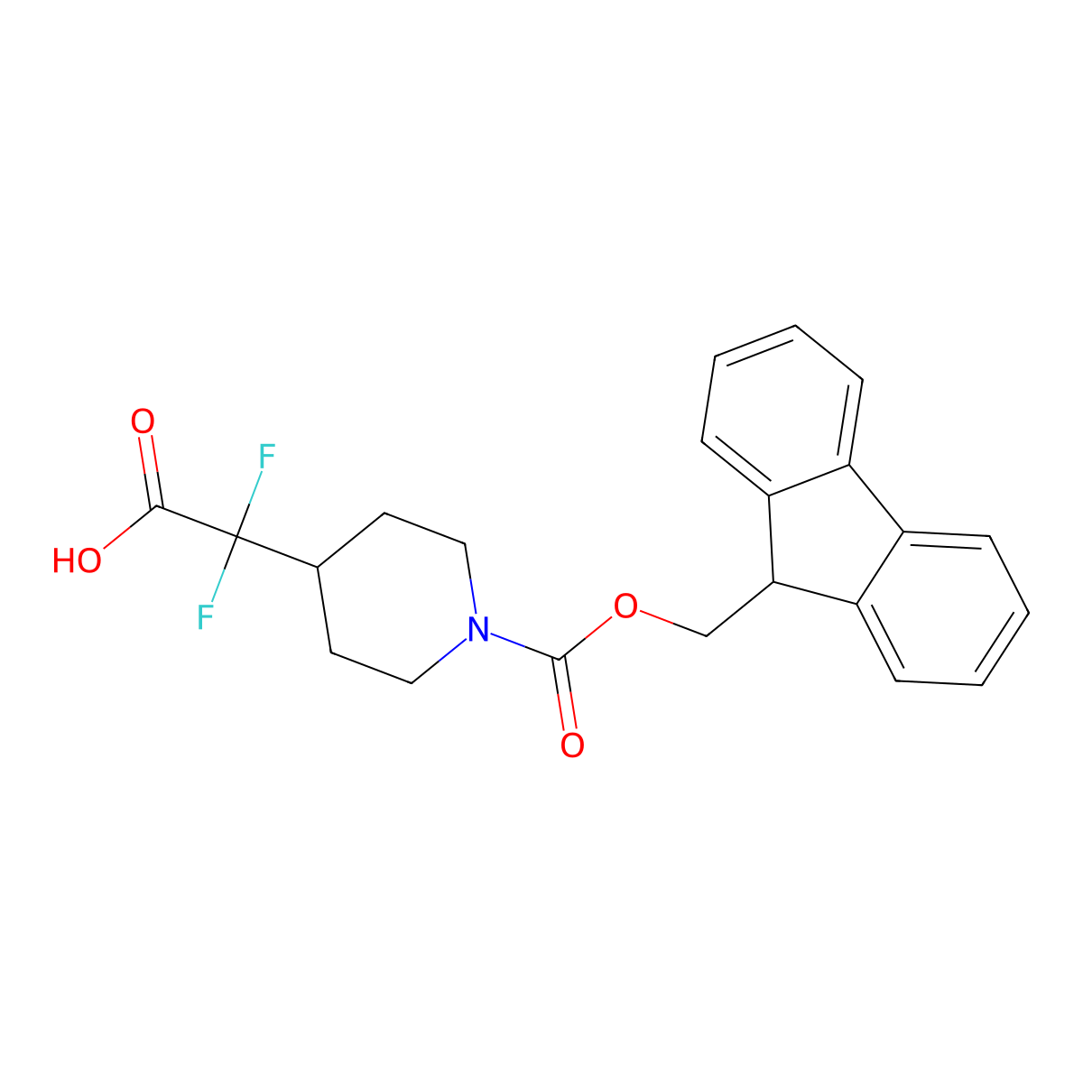 2-(1-{[(9H-fluoren-9-yl)methoxy]carbonyl}piperidin-4-yl)-2,2-difluoroacetic acid molecular structure, CAS 2137672-97-8