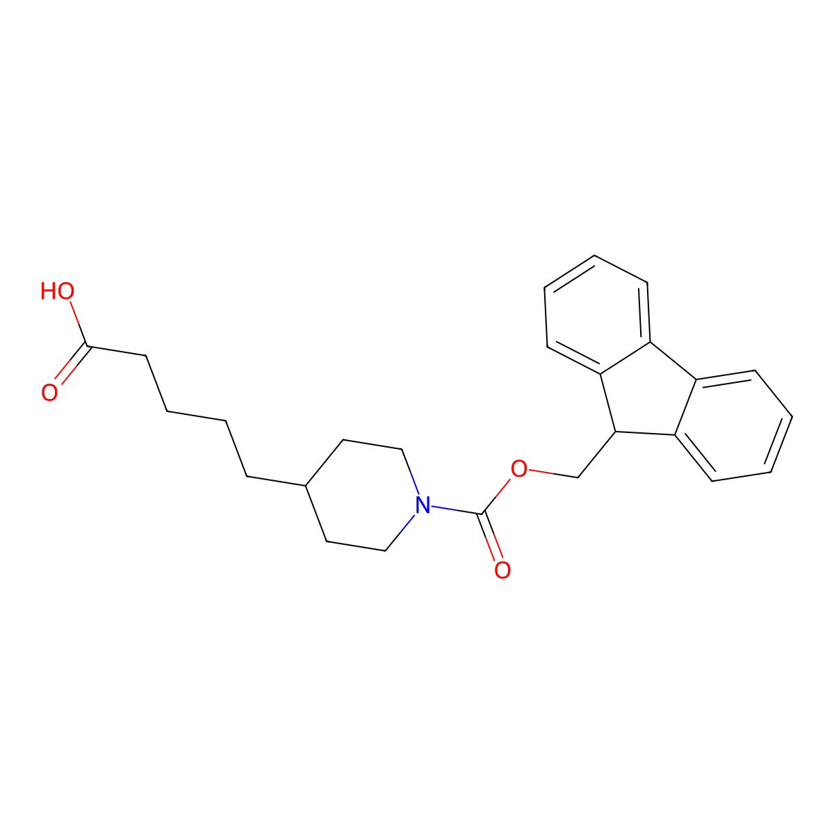 5-(1-{[(9H-fluoren-9-yl)methoxy]carbonyl}piperidin-4-yl)pentanoic acid molecular structure, CAS 2137673-03-9
