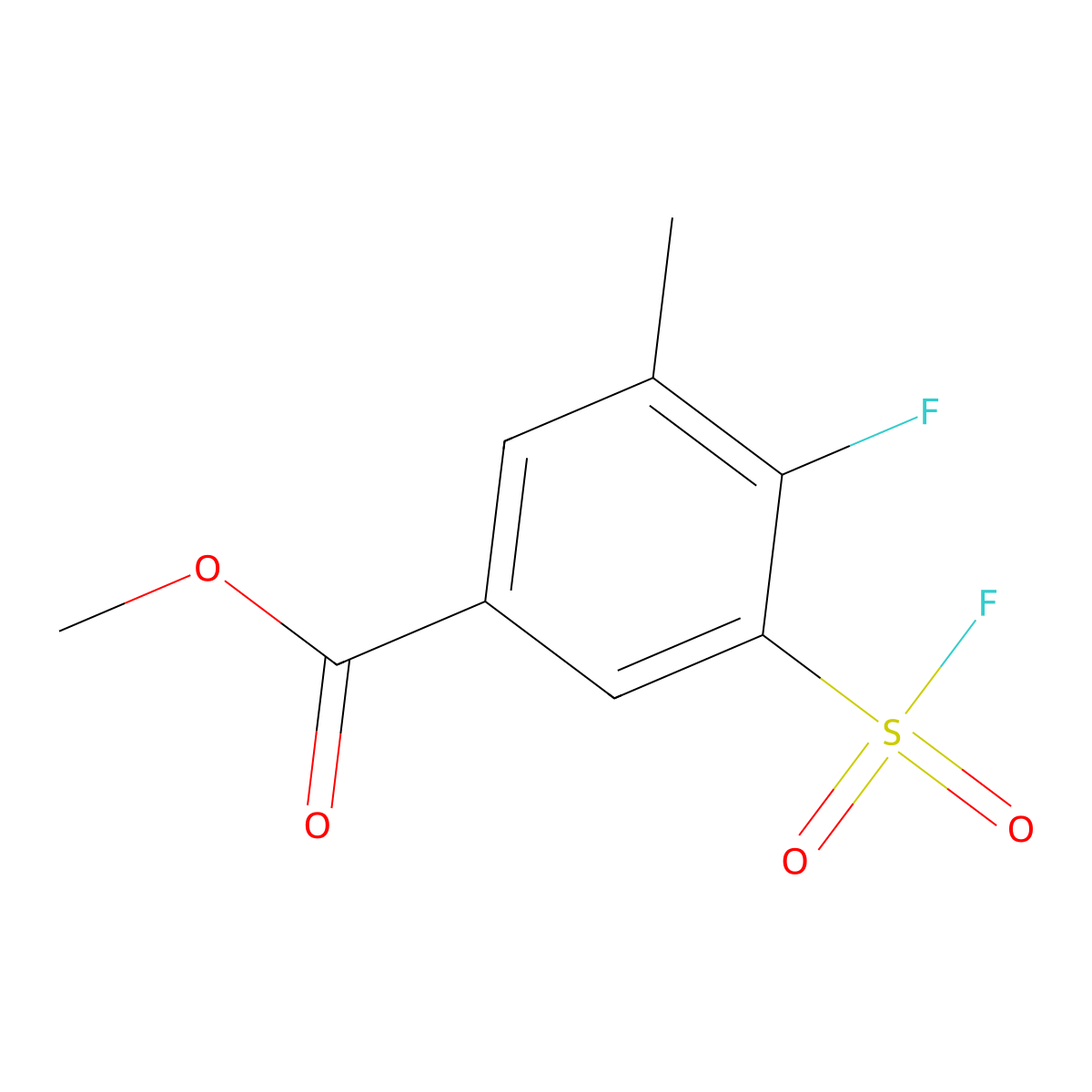 Methyl 4-fluoro-3-(fluorosulfonyl)-5-methylbenzoate molecular structure, CAS 2137673-19-7