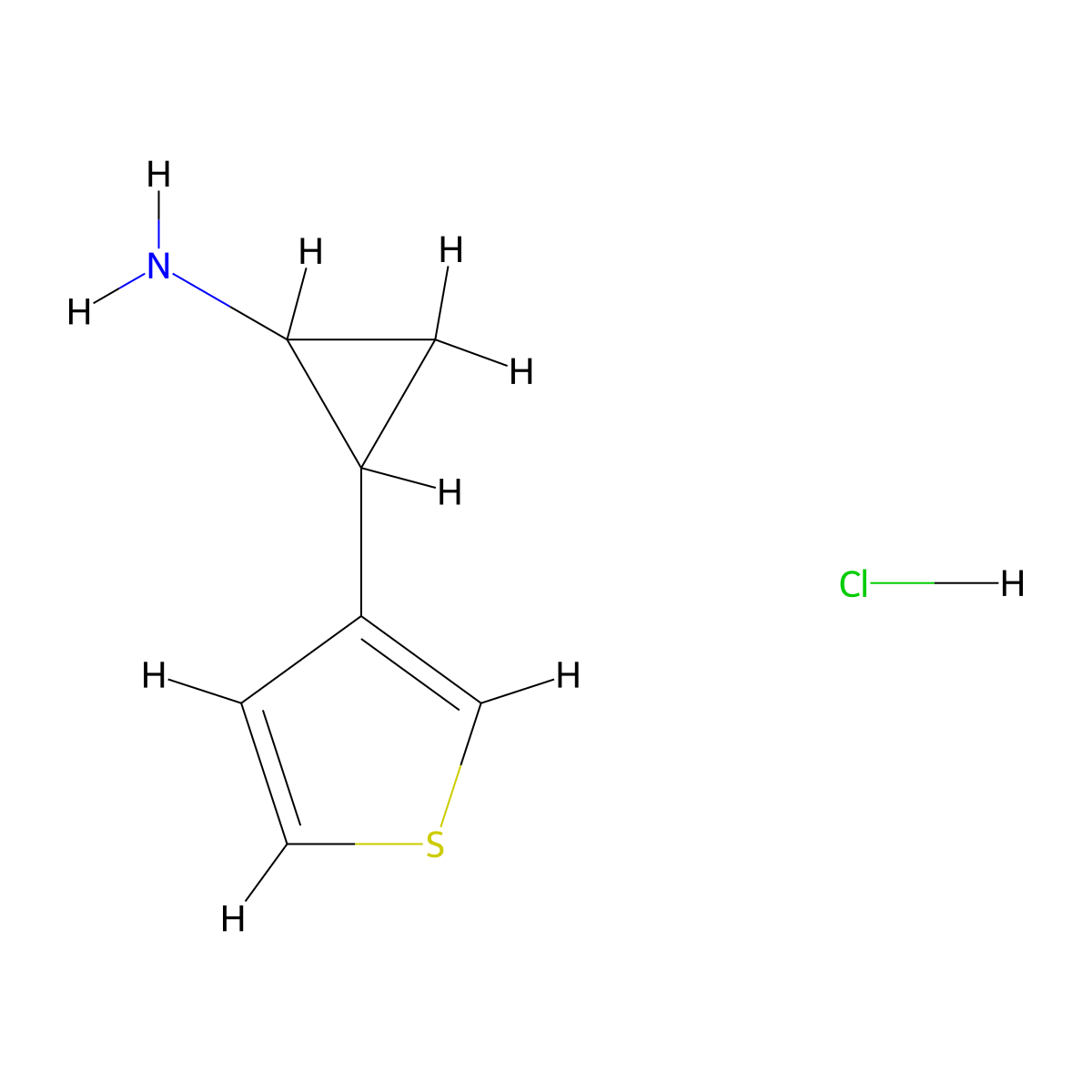 2-(Thiophen-3-yl)cyclopropan-1-amine hydrochloride molecular structure, CAS 2137674-96-3