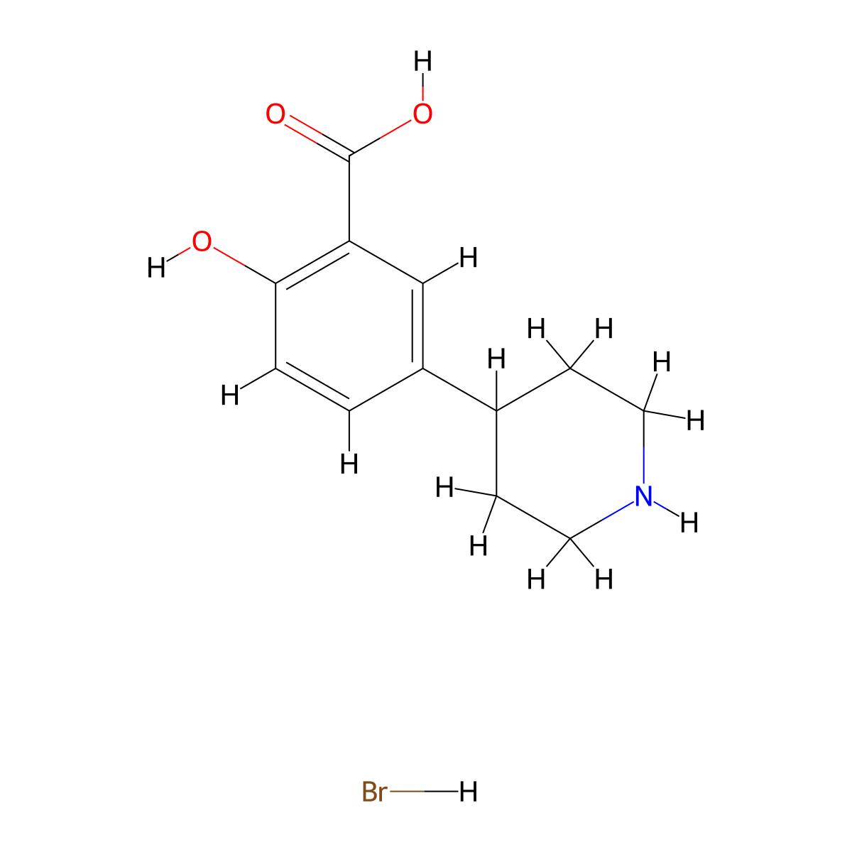 2-Hydroxy-5-(piperidin-4-yl)benzoic acid hydrobromide molecular structure, CAS 2137675-42-2