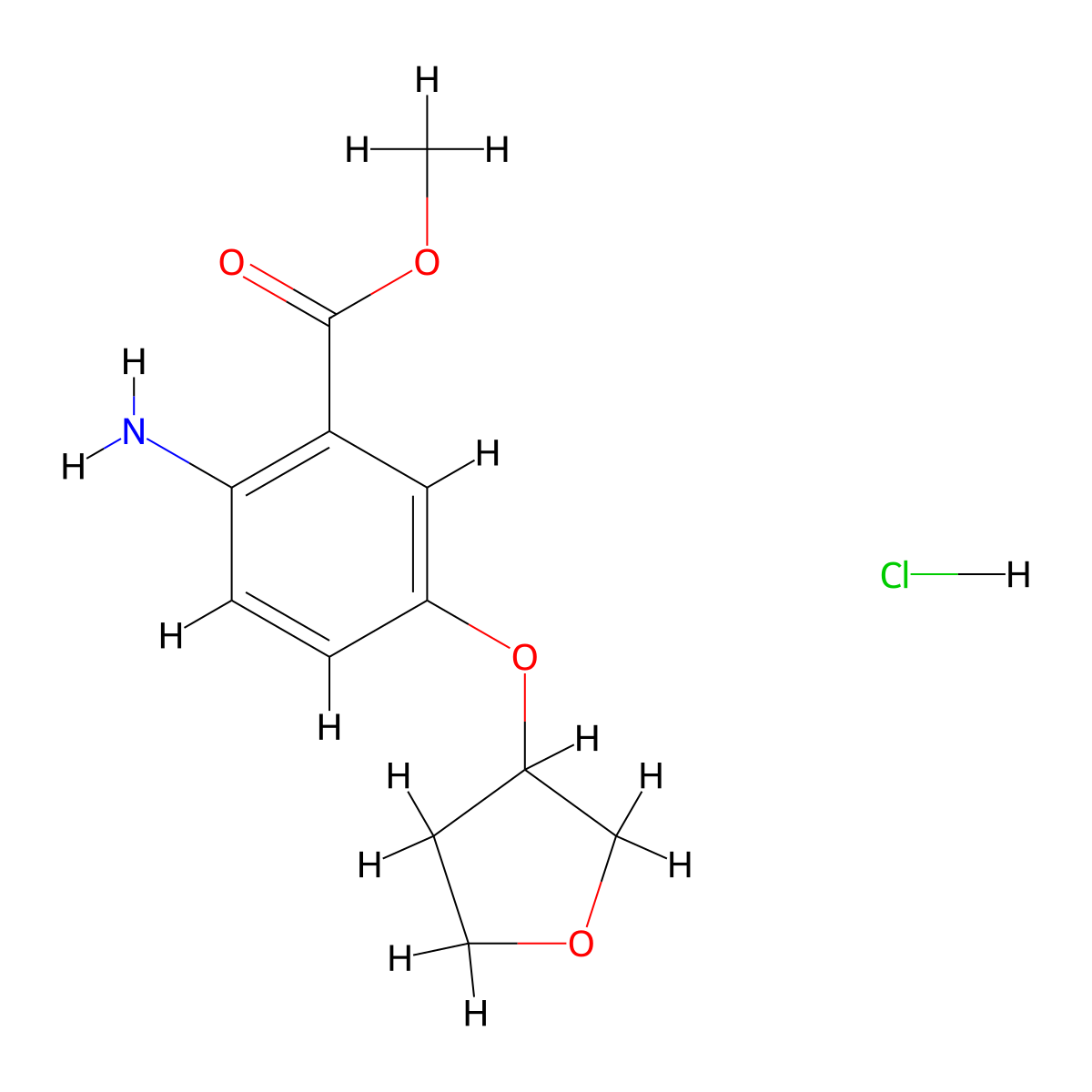 Methyl 2-amino-5-(oxolan-3-yloxy)benzoate hydrochloride molecular structure, CAS 2137675-52-4