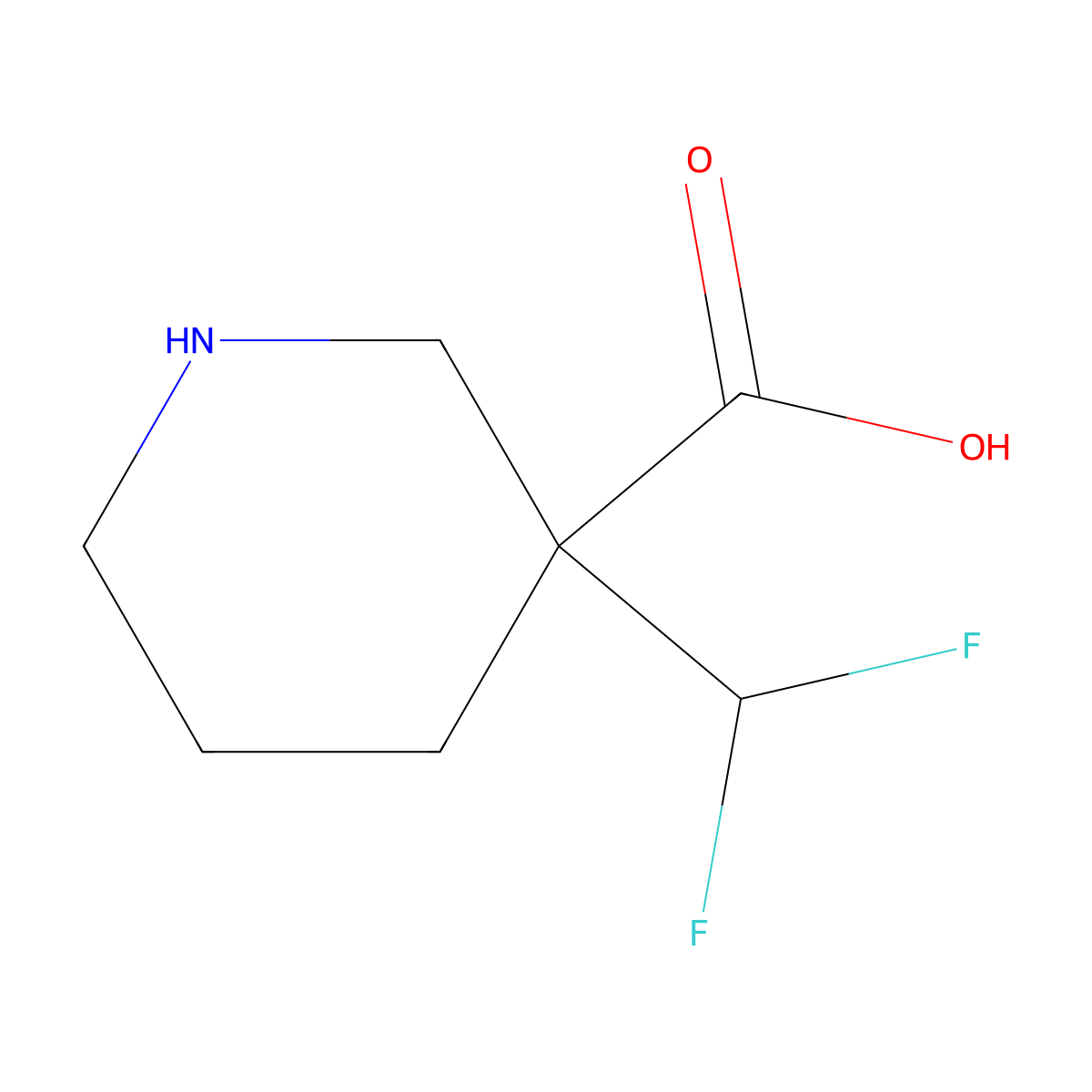3-(Difluoromethyl)piperidine-3-carboxylic acid molecular structure, CAS 2137675-82-0