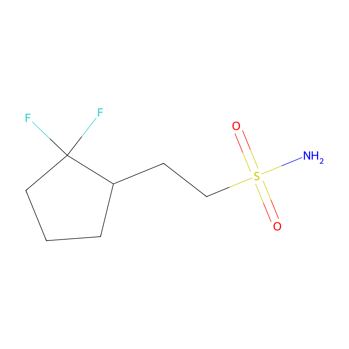 2-(2,2-Difluorocyclopentyl)ethane-1-sulfonamide molecular structure, CAS 2137676-34-5