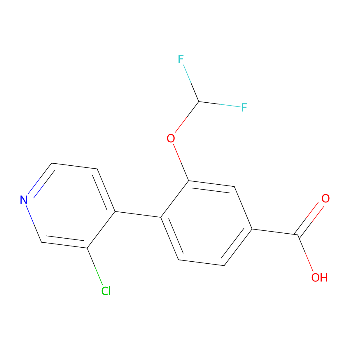 4-(3-Chloropyridin-4-yl)-3-(difluoromethoxy)benzoic acid molecular structure, CAS 2137676-92-5