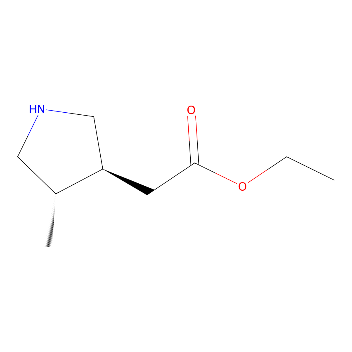 rac-ethyl 2-[(3R,4R)-4-methylpyrrolidin-3-yl]acetate molecular structure, CAS 2137677-66-6