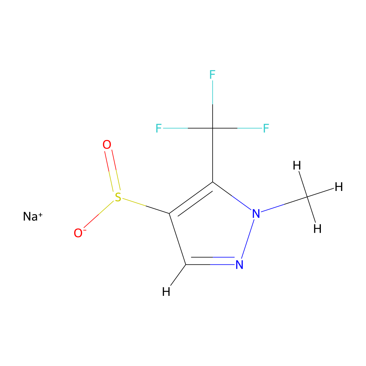 sodium 1-methyl-5-(trifluoromethyl)-1H-pyrazole-4-sulfinate molecular structure, CAS 2137679-15-1