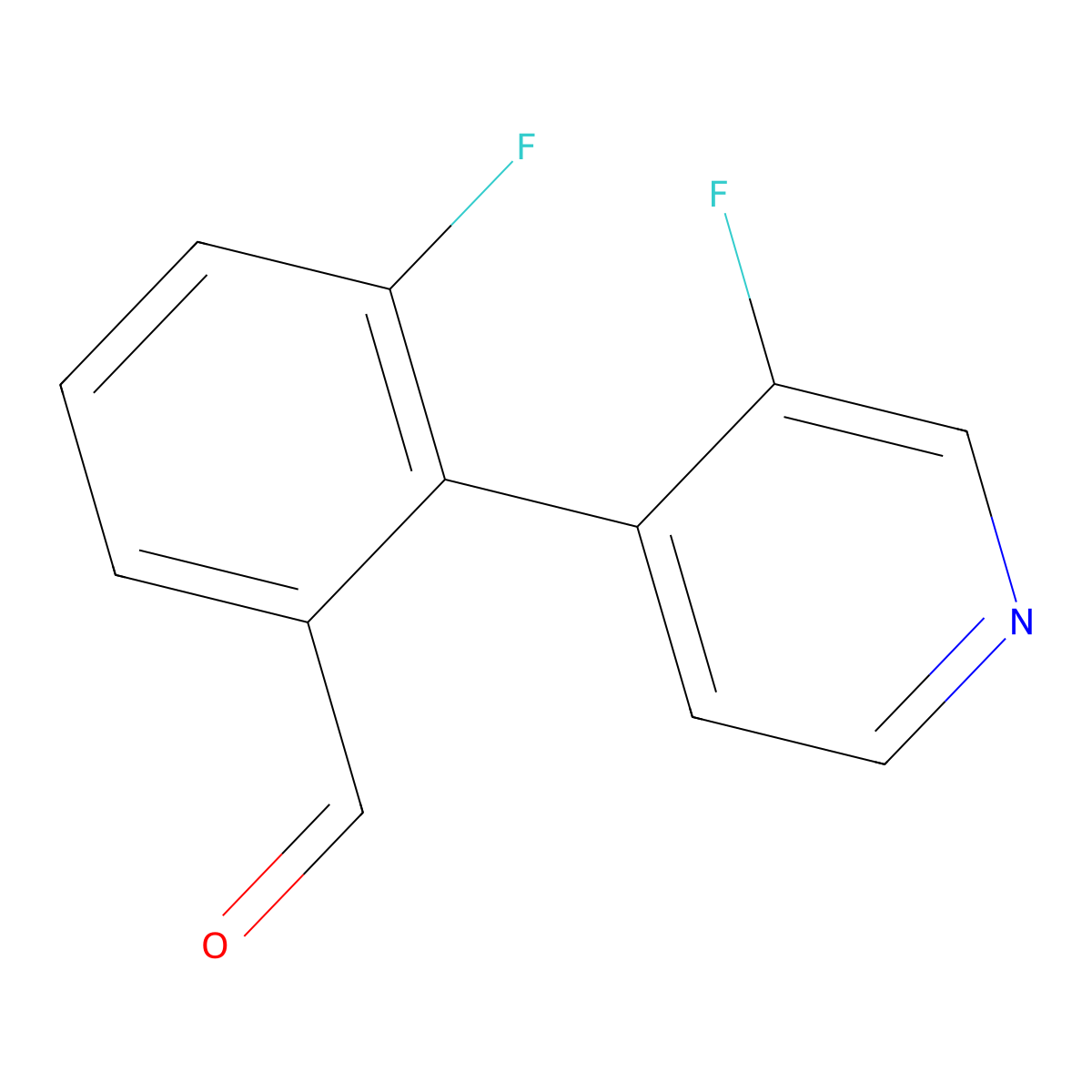 3-Fluoro-2-(3-fluoropyridin-4-yl)benzaldehyde molecular structure, CAS 2137679-39-9