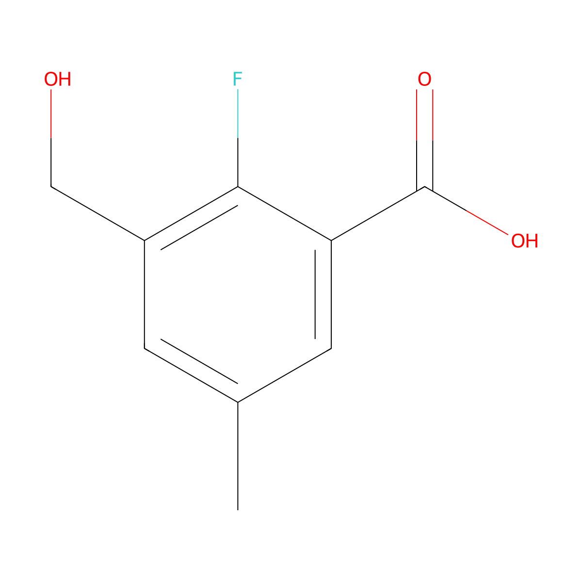 2-Fluoro-3-(hydroxymethyl)-5-methylbenzoic acid molecular structure, CAS 2137681-06-0