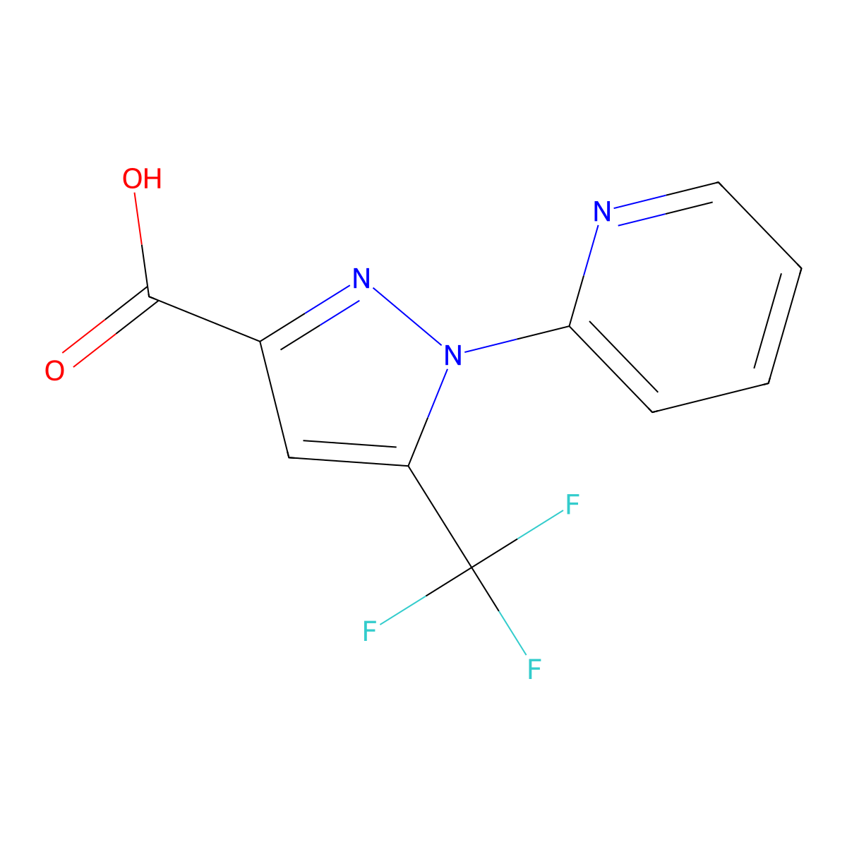 1-(Pyridin-2-yl)-5-(trifluoromethyl)-1H-pyrazole-3-carboxylic acid molecular structure, CAS 2137681-57-1