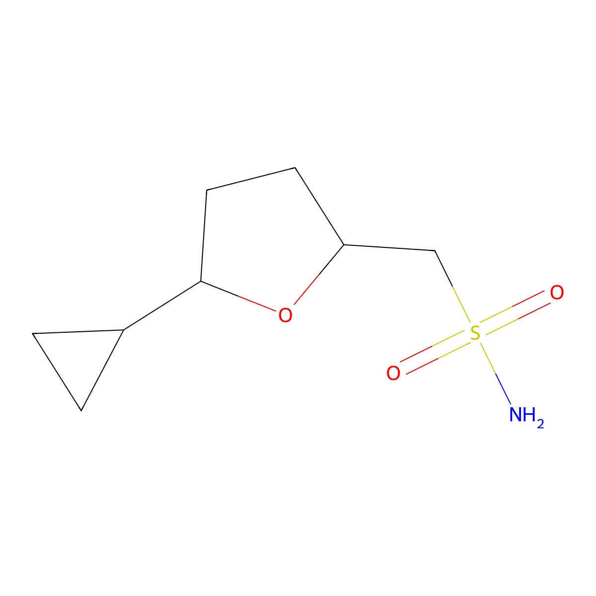 (5-Cyclopropyloxolan-2-yl)methanesulfonamide molecular structure, CAS 2137681-81-1