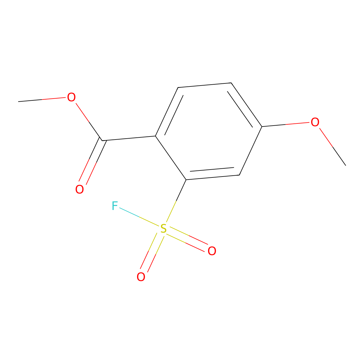 Methyl 2-(fluorosulfonyl)-4-methoxybenzoate molecular structure, CAS 2137682-21-2