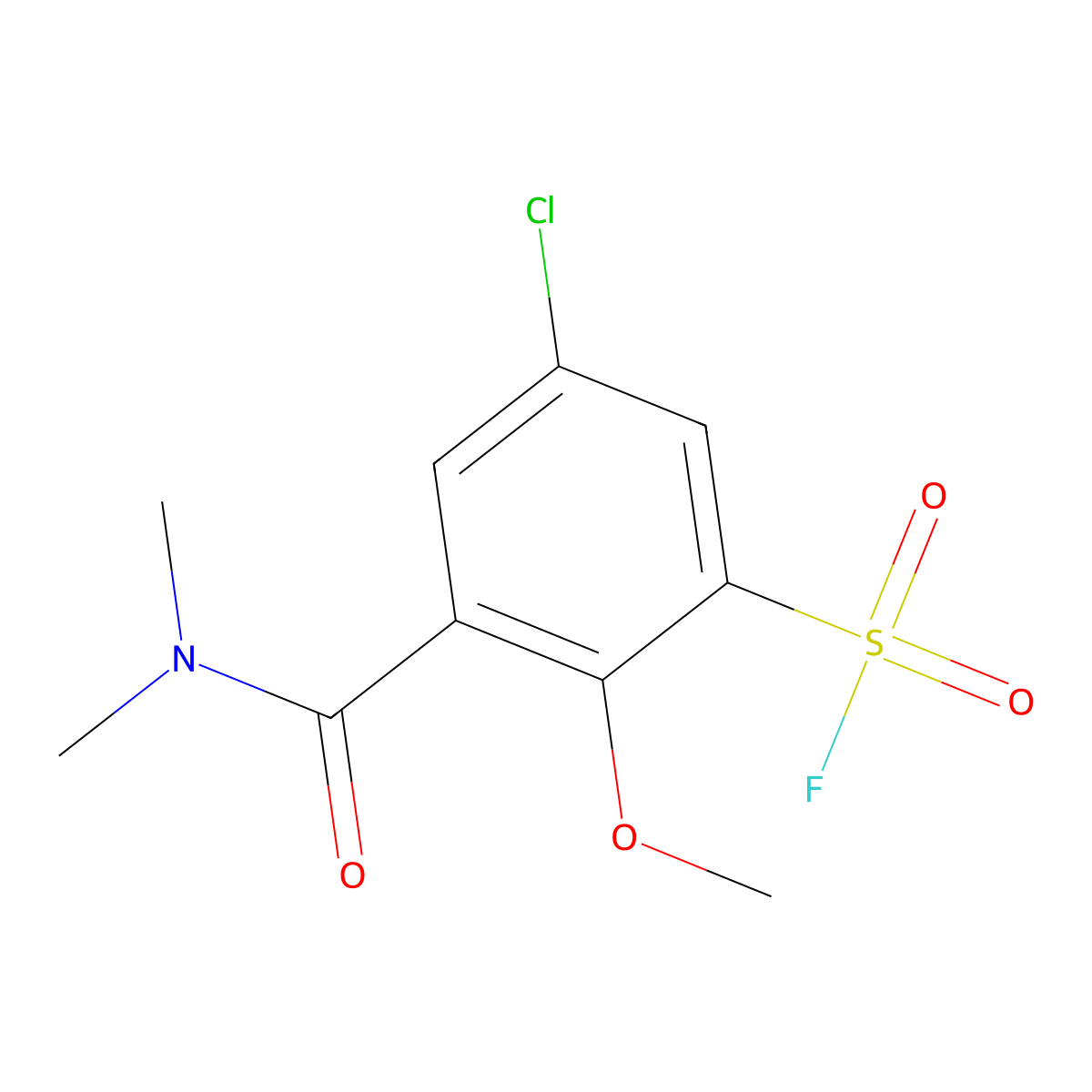 5-Chloro-3-(dimethylcarbamoyl)-2-methoxybenzene-1-sulfonyl fluoride molecular structure, CAS 2137682-52-9