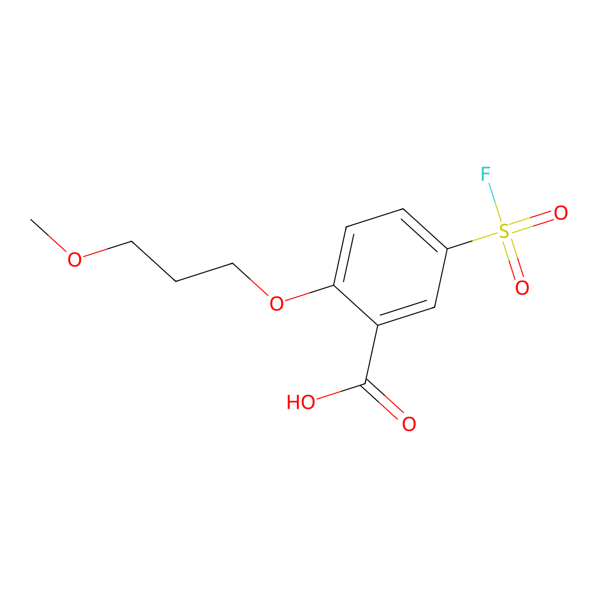 5-(Fluorosulfonyl)-2-(3-methoxypropoxy)benzoic acid molecular structure, CAS 2137682-66-5