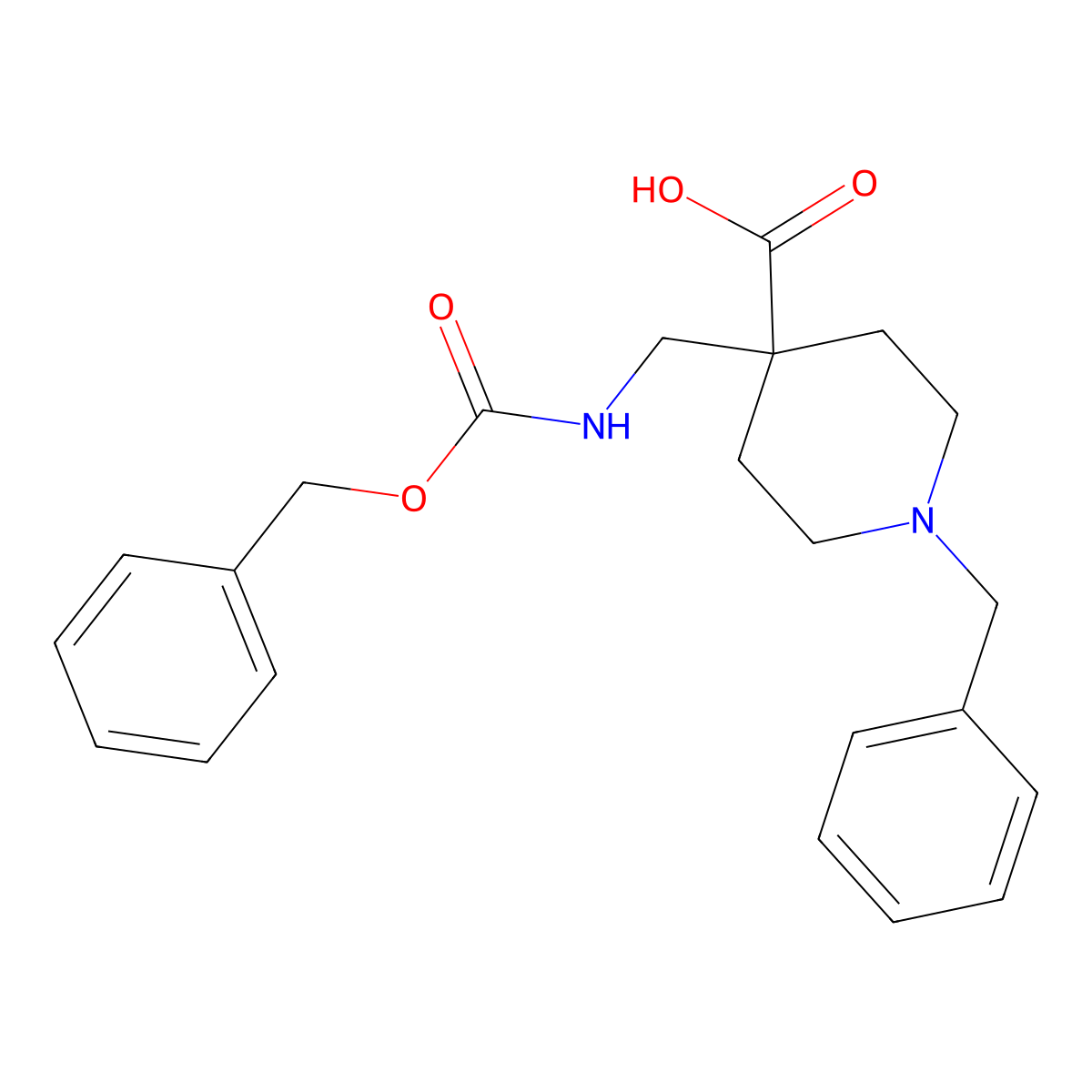 1-Benzyl-4-({[(benzyloxy)carbonyl]amino}methyl)piperidine-4-carboxylic acid molecular structure, CAS 2137683-32-8