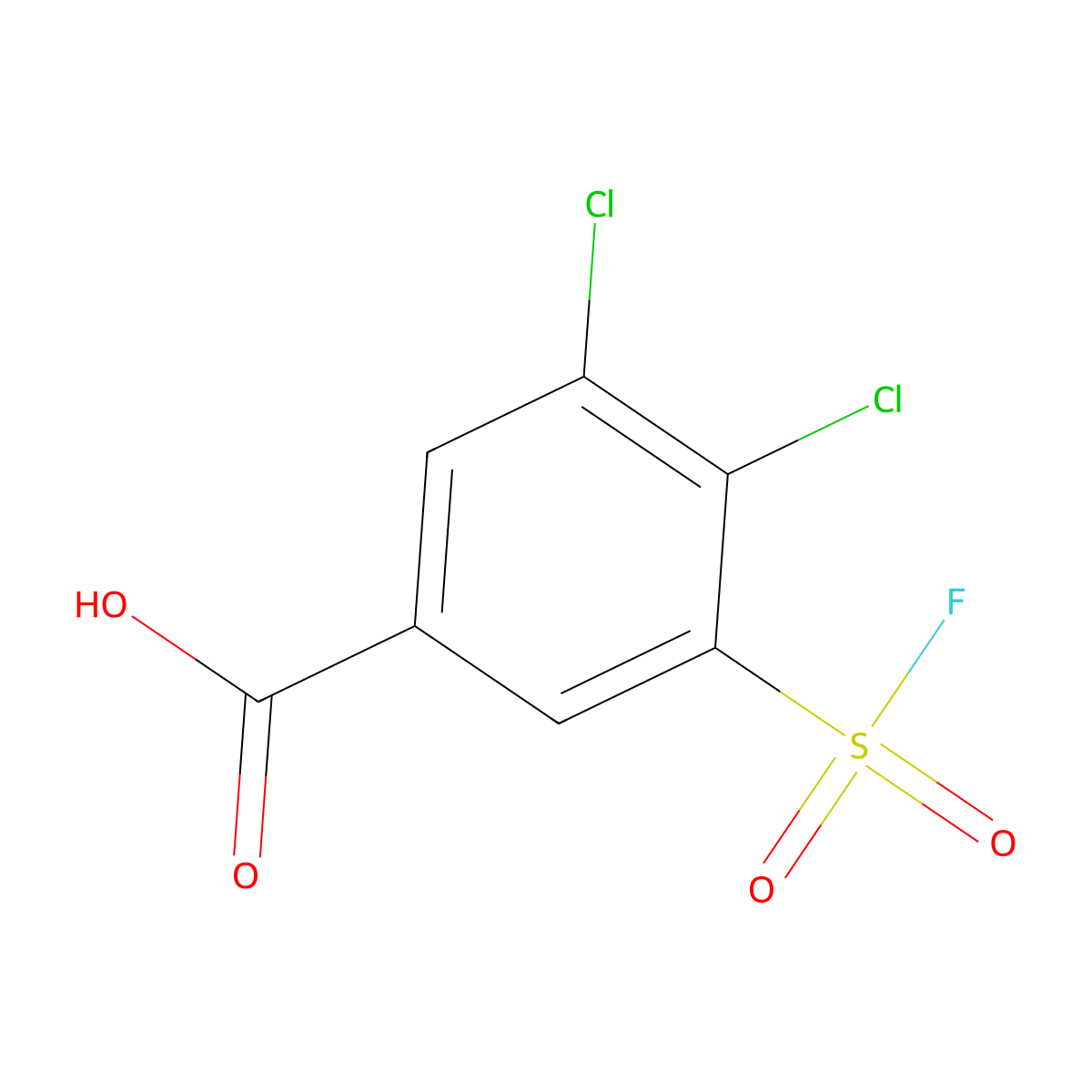 3,4-Dichloro-5-(fluorosulfonyl)benzoic acid molecular structure, CAS 2137683-41-9