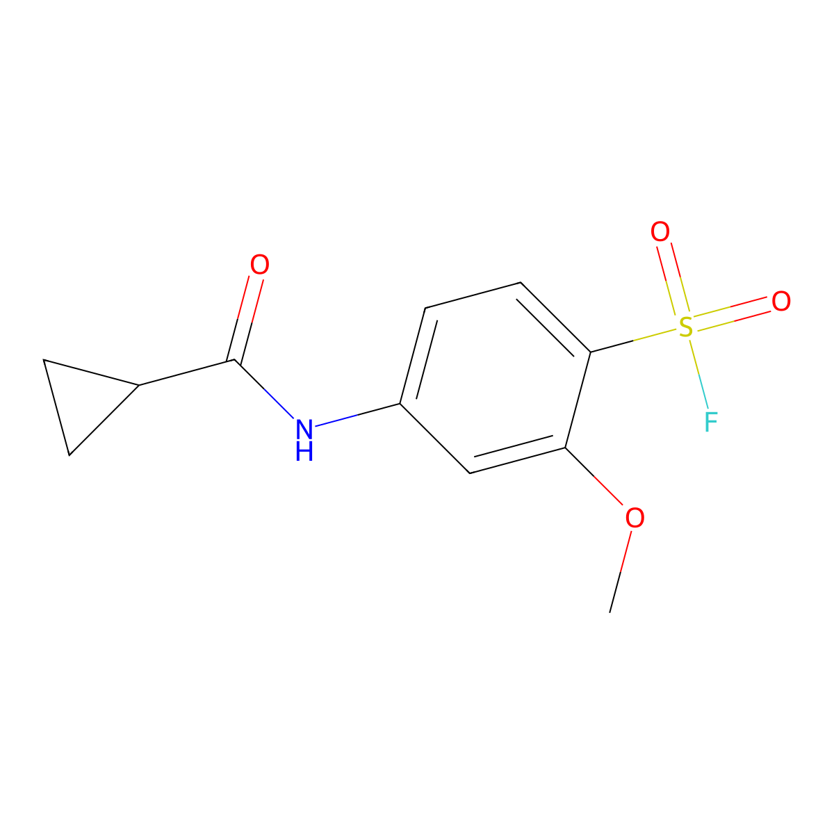 4-Cyclopropaneamido-2-methoxybenzene-1-sulfonyl fluoride molecular structure, CAS 2137683-69-1