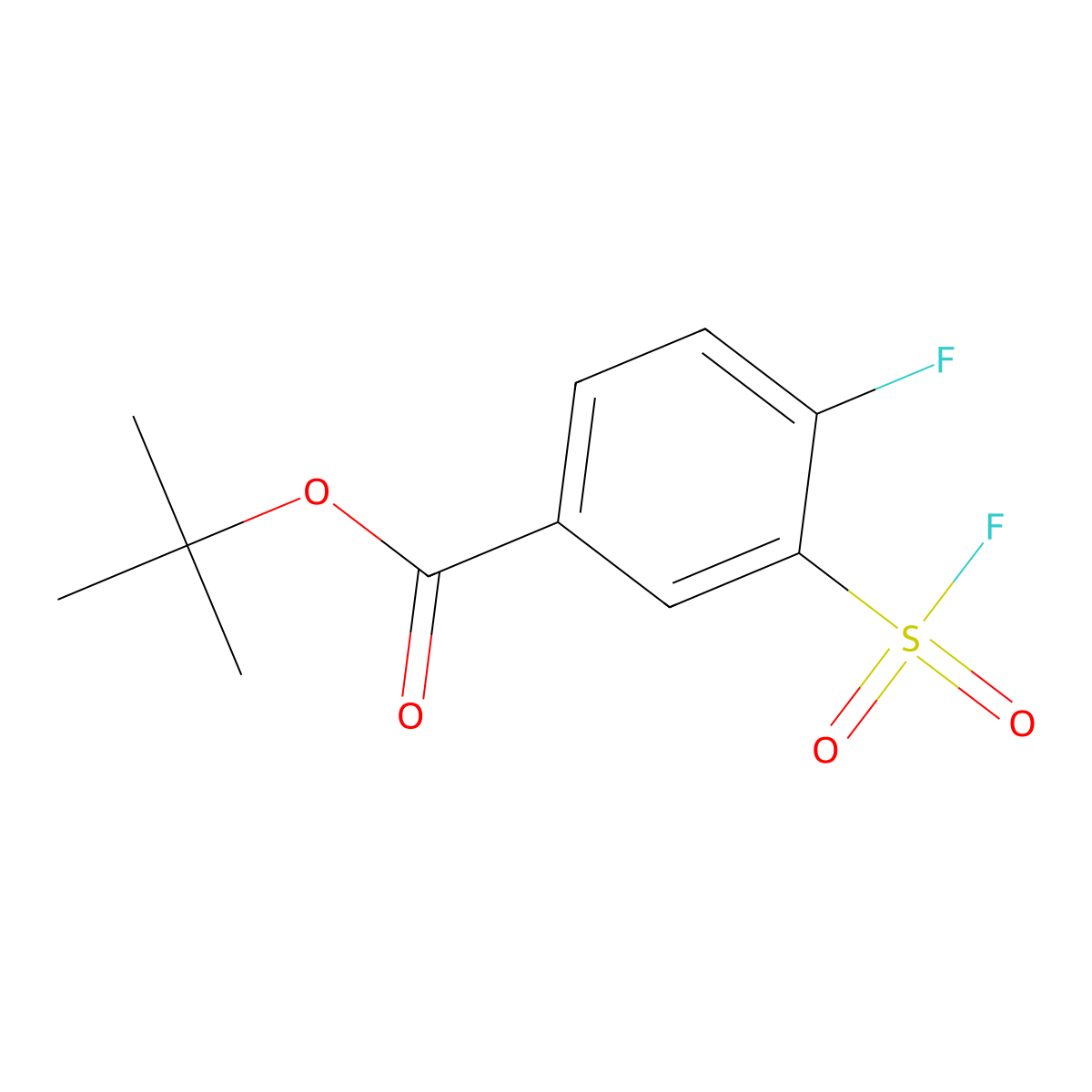 Tert-butyl 4-fluoro-3-(fluorosulfonyl)benzoate molecular structure, CAS 2137683-85-1