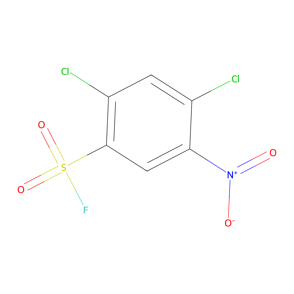 2,4-Dichloro-5-nitrobenzene-1-sulfonyl fluoride molecular structure, CAS 2137683-94-2