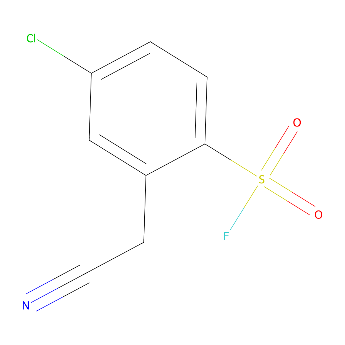 4-Chloro-2-(cyanomethyl)benzene-1-sulfonyl fluoride molecular structure, CAS 2137684-36-5