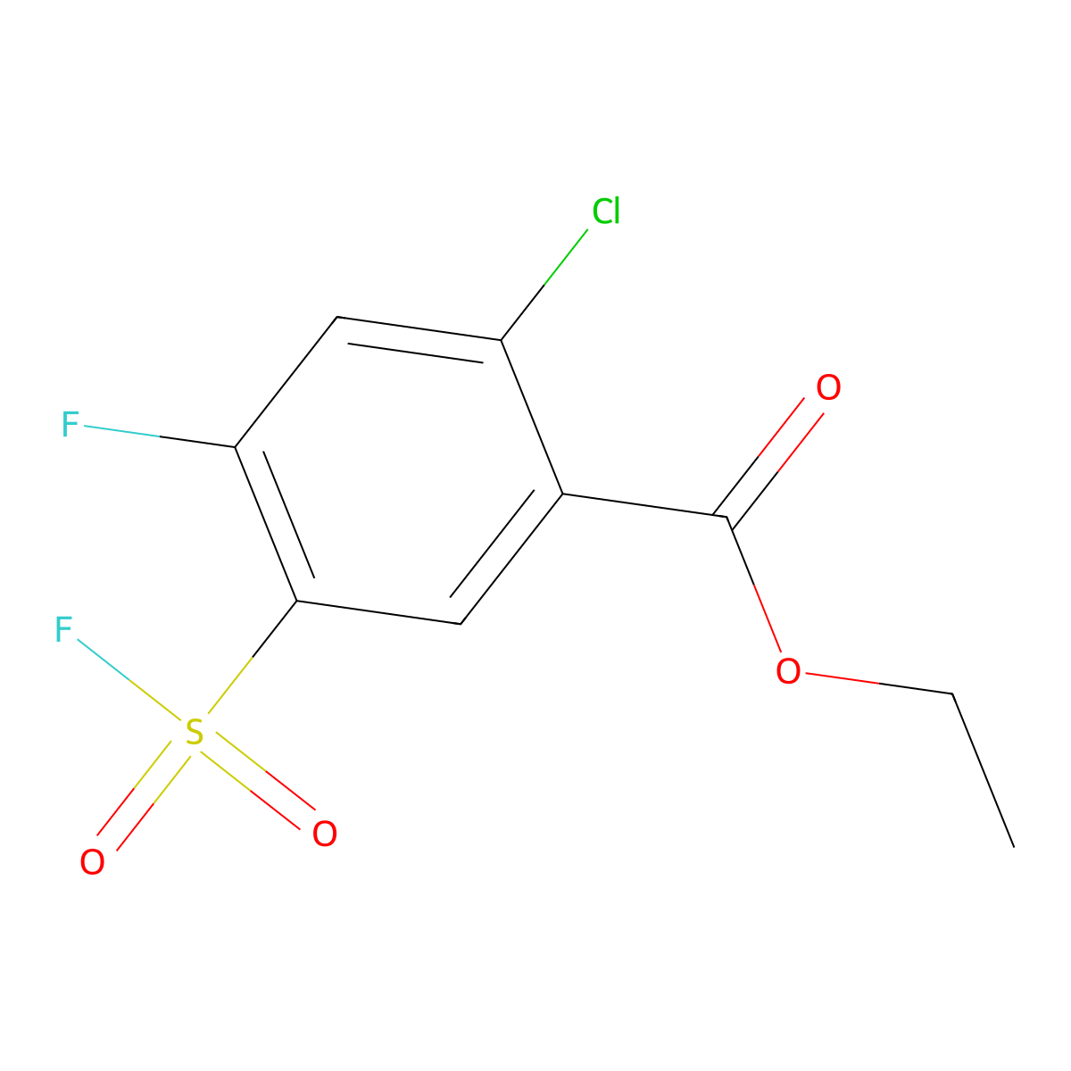 Ethyl 2-chloro-4-fluoro-5-(fluorosulfonyl)benzoate molecular structure, CAS 2137685-32-4