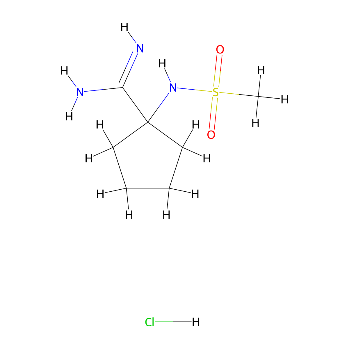 1-Methanesulfonamidocyclopentane-1-carboximidamide hydrochloride molecular structure, CAS 2137686-17-8