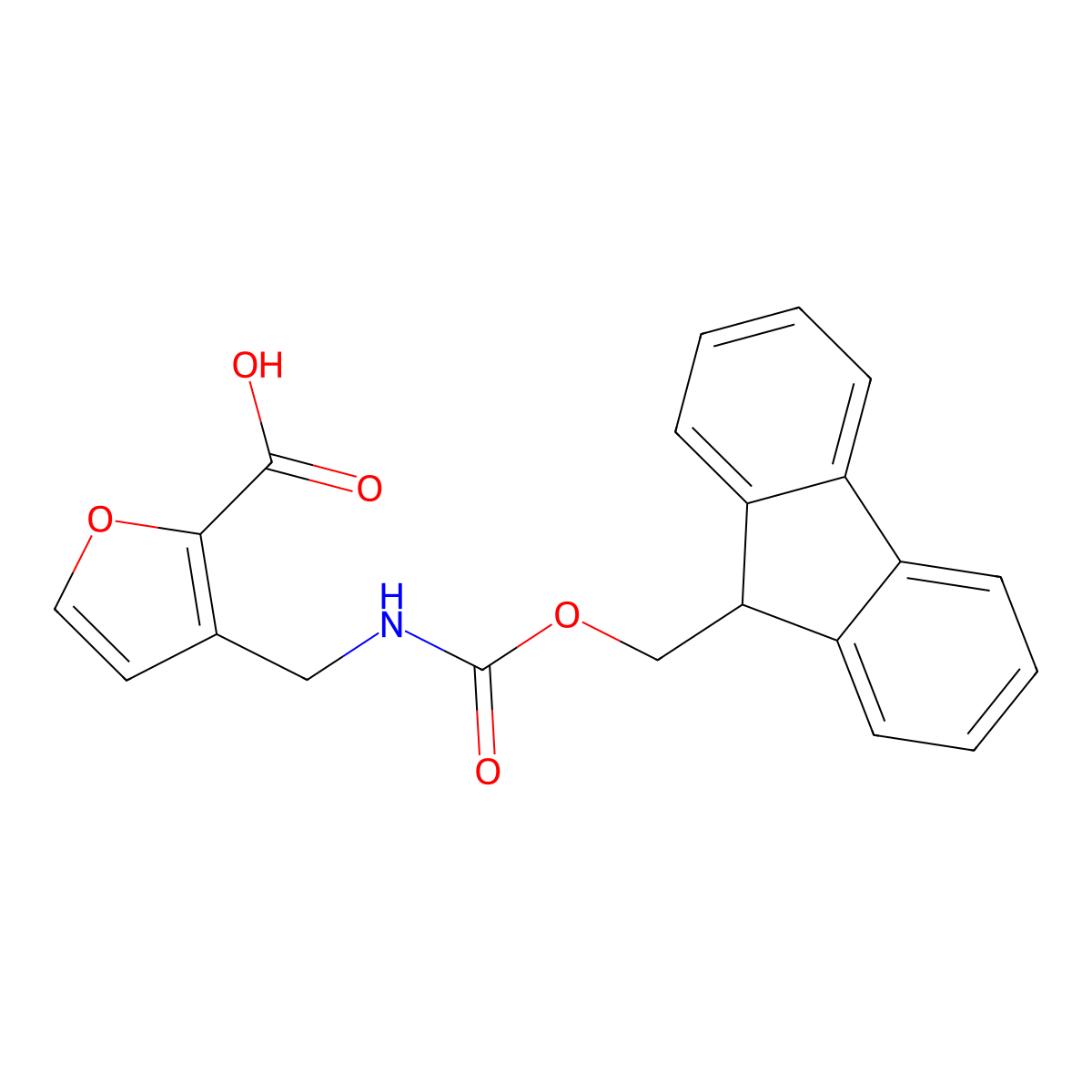 3-[({[(9H-fluoren-9-yl)methoxy]carbonyl}amino)methyl]furan-2-carboxylic acid molecular structure, CAS 2137686-56-5