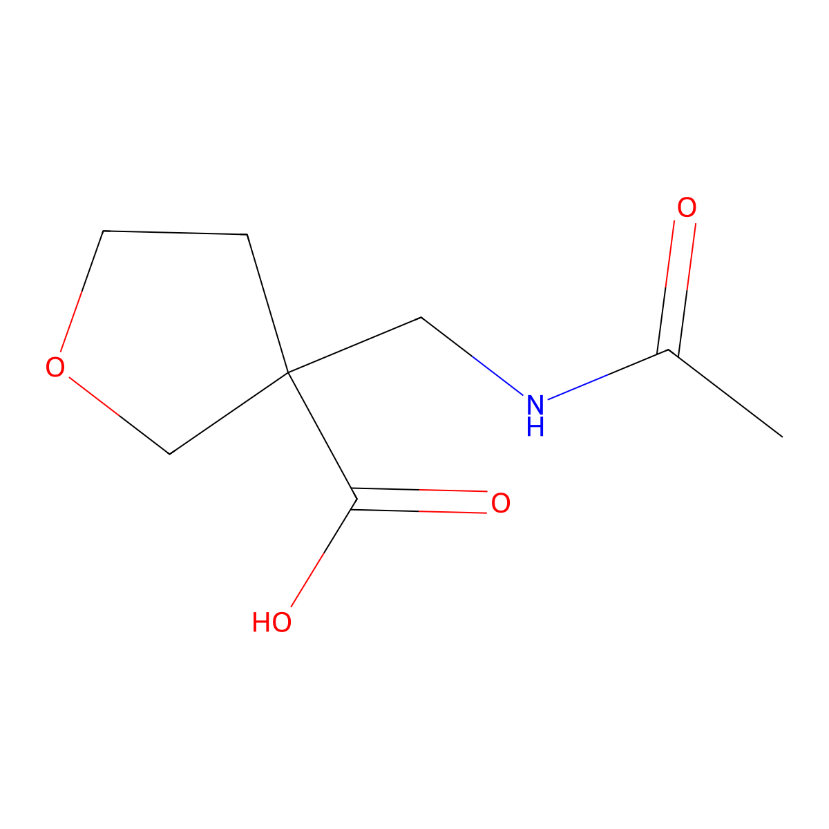 3-(Acetamidomethyl)oxolane-3-carboxylic acid molecular structure, CAS 2137686-99-6