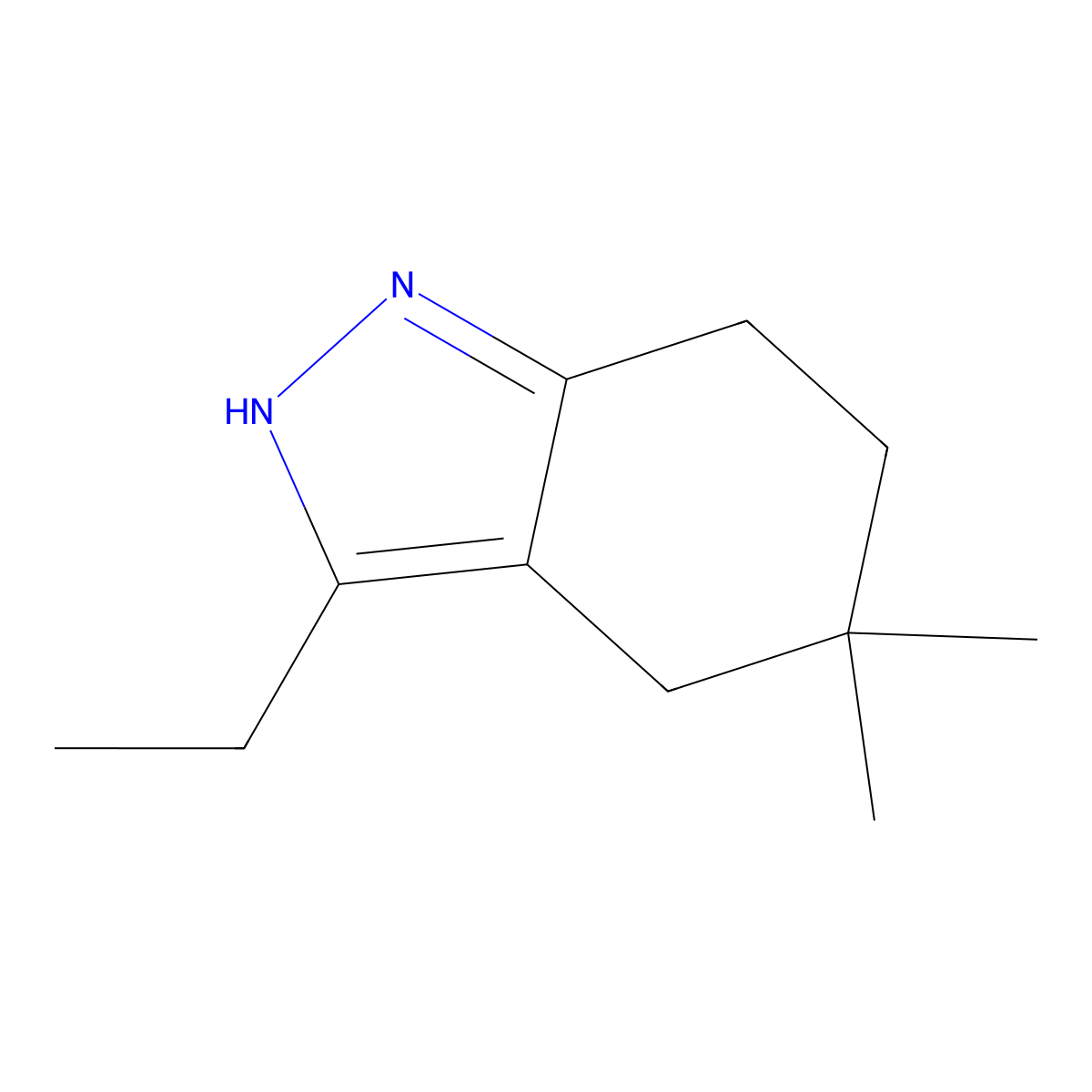 3-Ethyl-5,5-dimethyl-4,5,6,7-tetrahydro-2H-indazole molecular structure, CAS 2137687-69-3